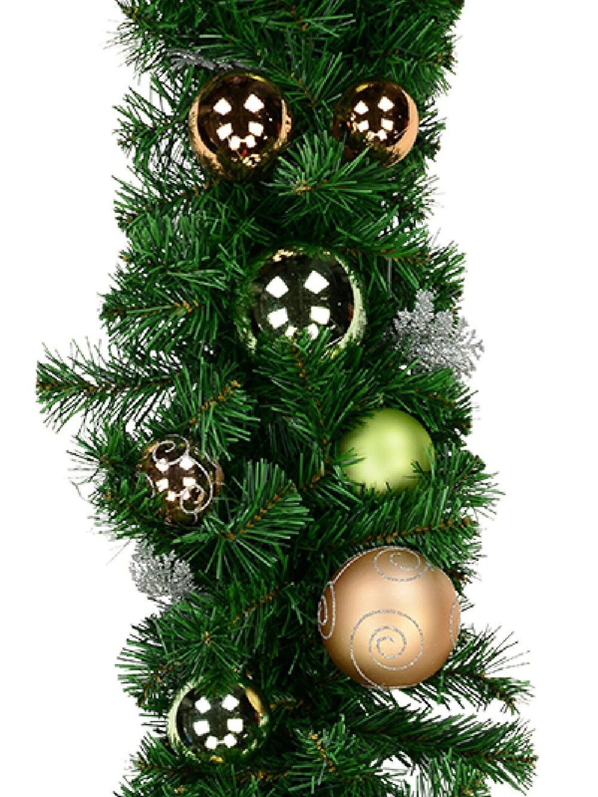 Decorated Antique Mint & Rose Gold Baubles Pine Christmas Garland - 2.3m — image 2