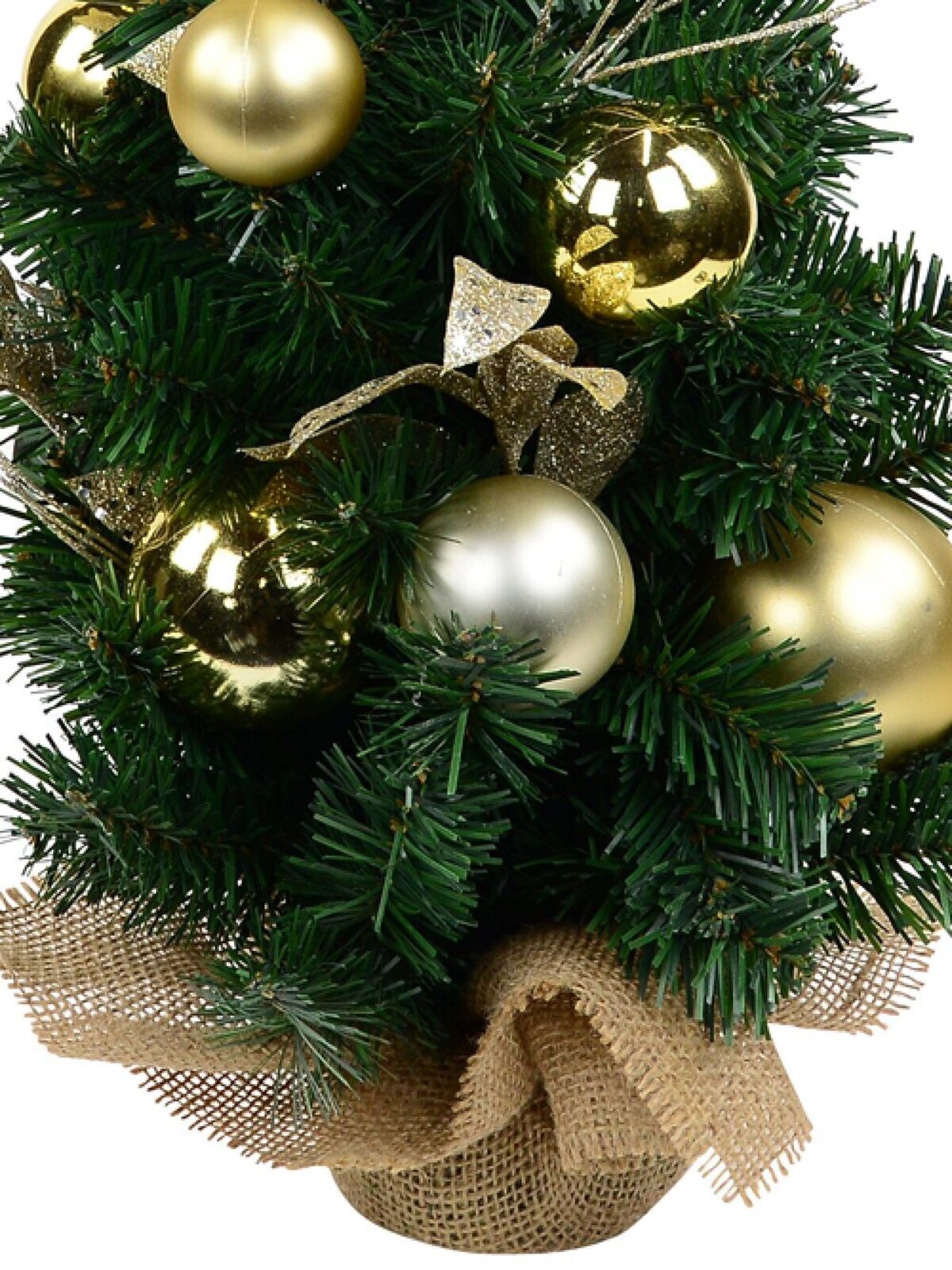 Decorated Gold & Champagne Bauble & Leaf Stem Pine Table Top Tree - 60cm — image 4