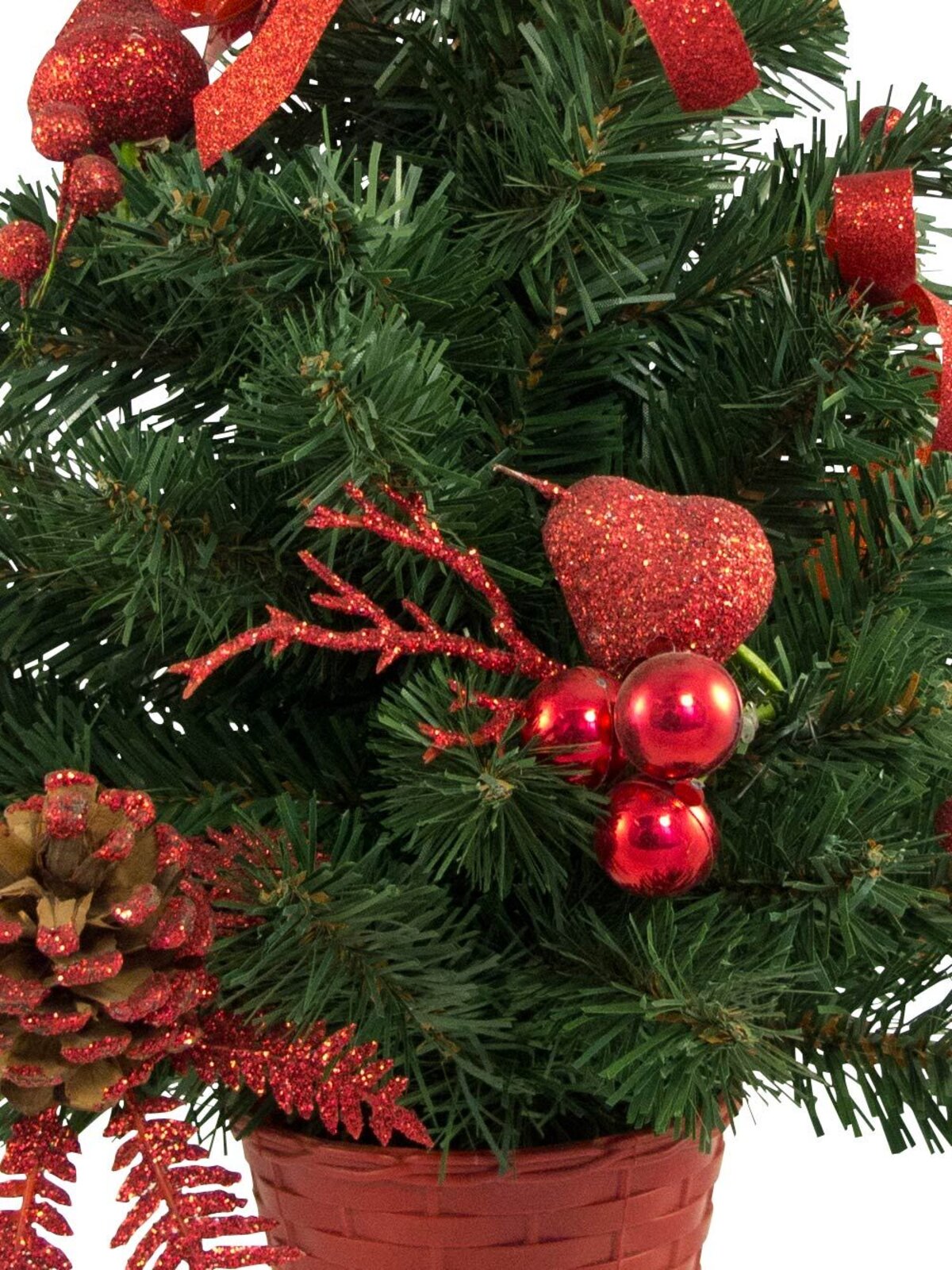 Decorated Red Glittered Fruit & Pine Cone Table Top Tree - 45cm — image 4