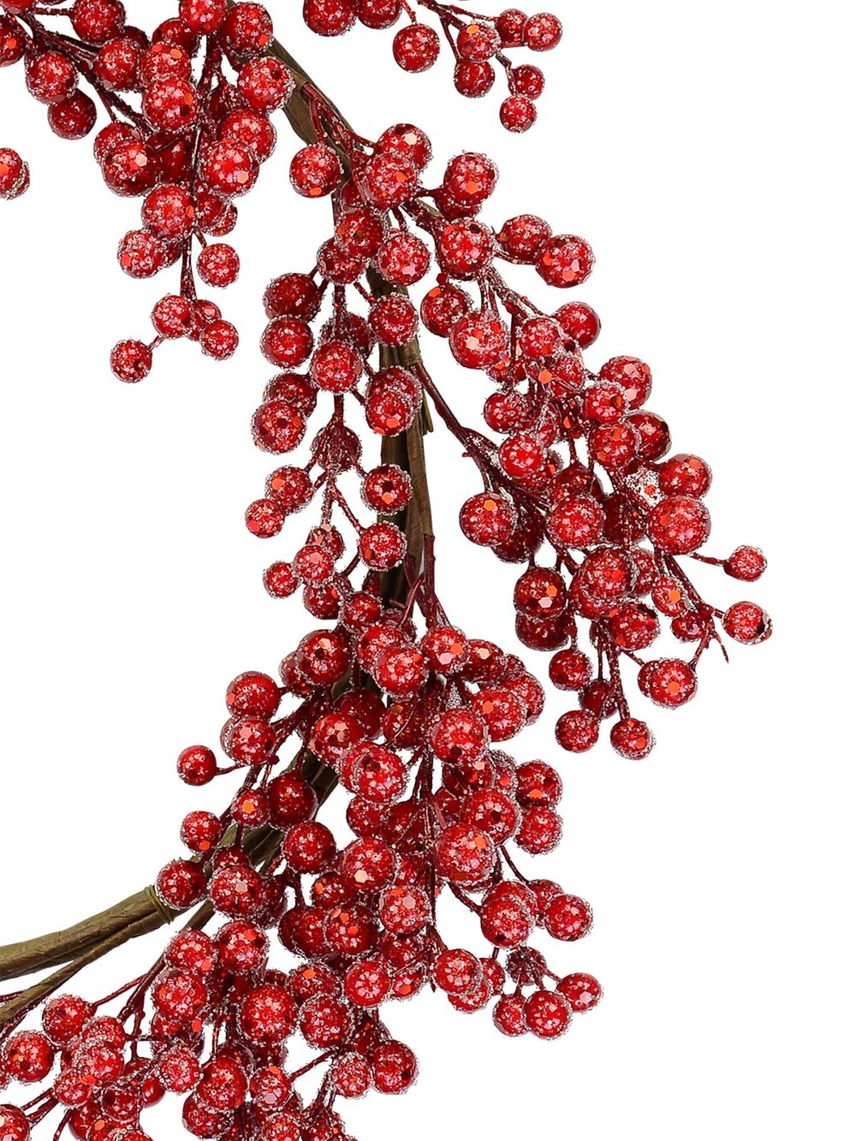 Decorative Lightly Frosted Red Berry Bare Vine Wreath - 63cm — image 2