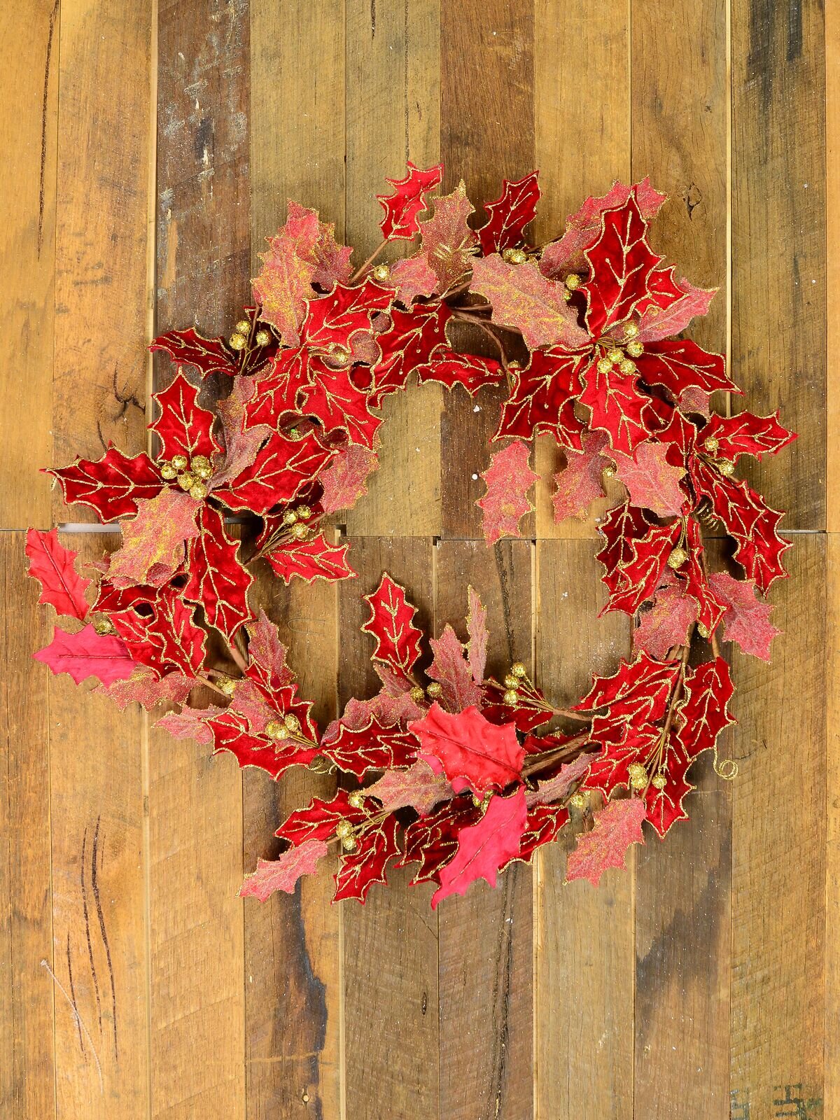 Decorative Red Poinsettia Glittered Vine Wreath - 64cm — image 2