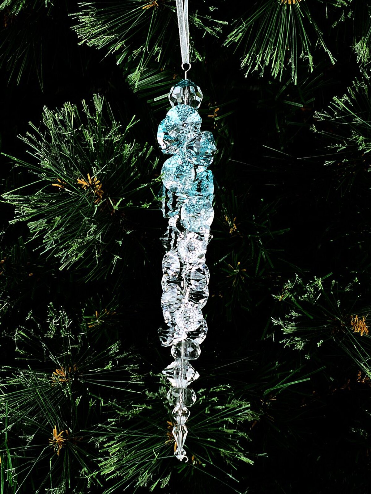 Diamond & Aqua Blue Glitter Icicle Whimsical Essential Ornament | 26cm — image 2