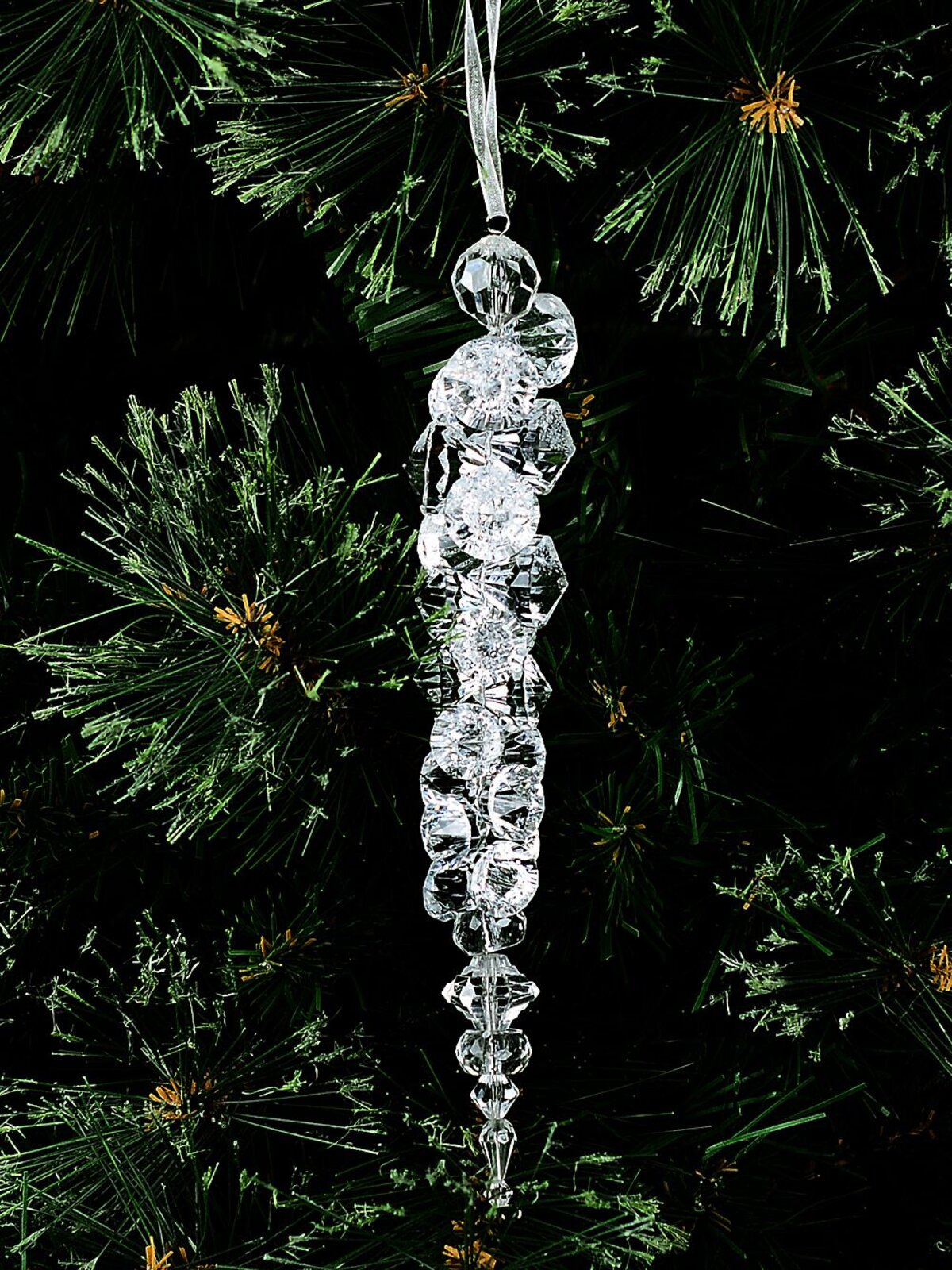 Diamond & Silver Glitter Icicle Whimsical Essential Ornament | 26cm — image 2