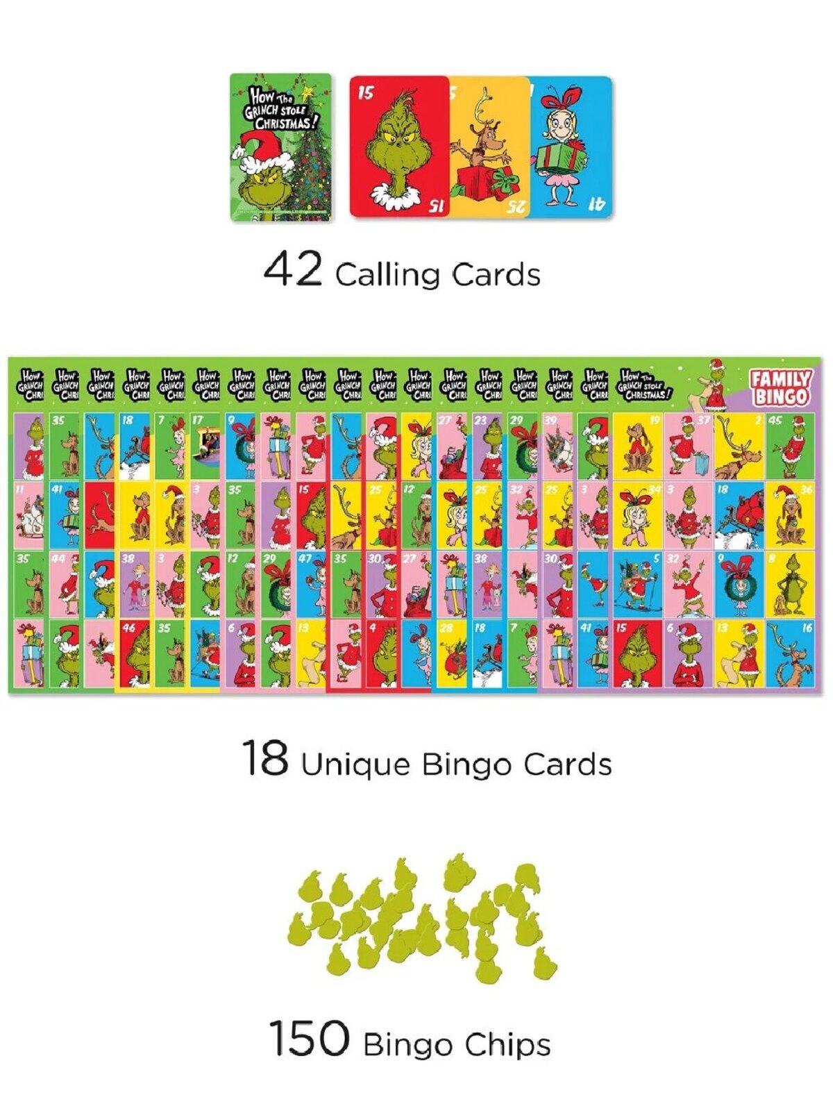 Dr. Seuss How The Grinch Stole Christmas! Family Bingo Game -  2 to 18 Players — image 3