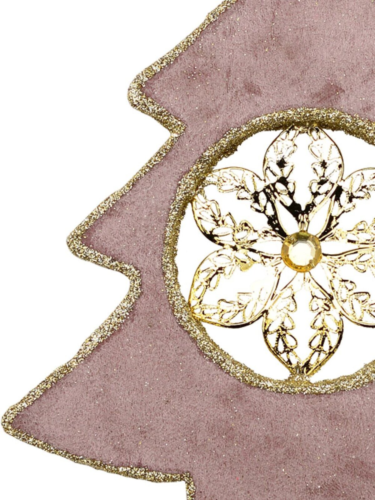 Dusty Pink Velvet Christmas Tree With Poinsettia Hanging Decoration - 15cm — image 3