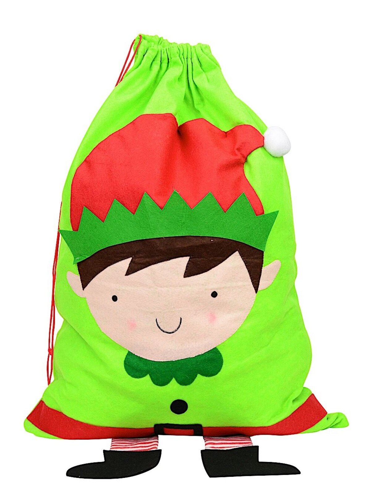 Elf With Dangling Legs Green Christmas Gift Santa Sack - 90cm