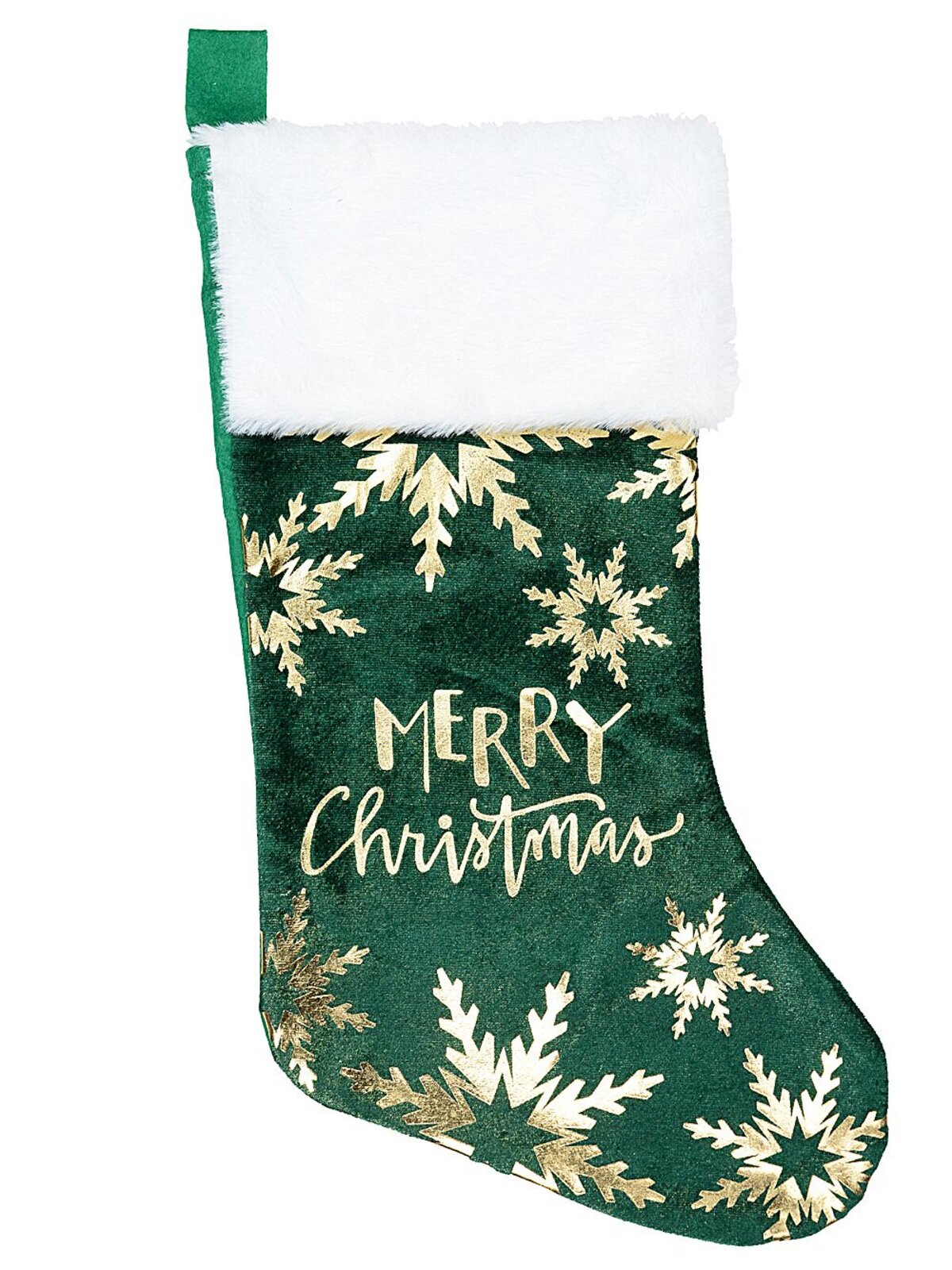 Emerald Velvet Gold Snowflake & Script Christmas Stocking | 45cm — image 2