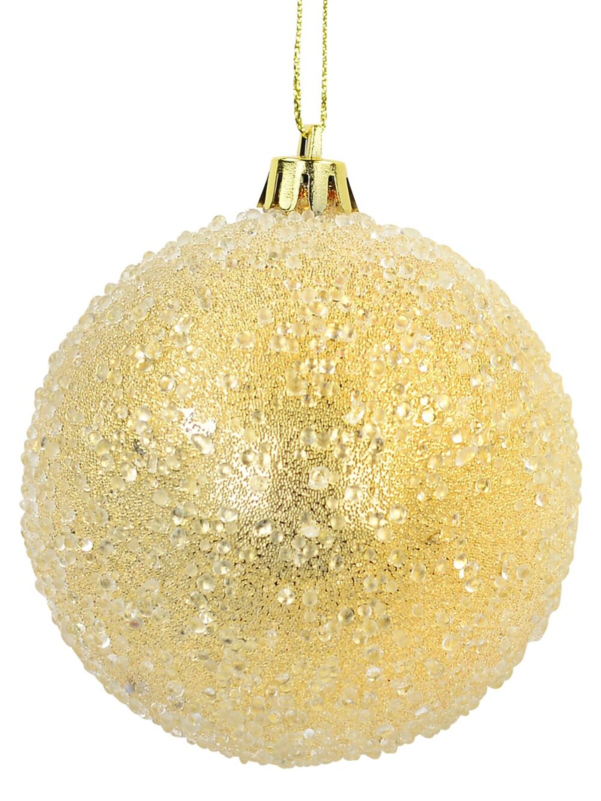 Encrusted & Snowflake Design Soft Gold Baubles - 4 x 80mm