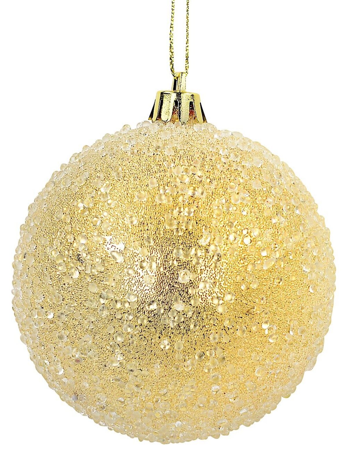 Encrusted & Snowflake Design Soft Gold Baubles - 4 x 80mm