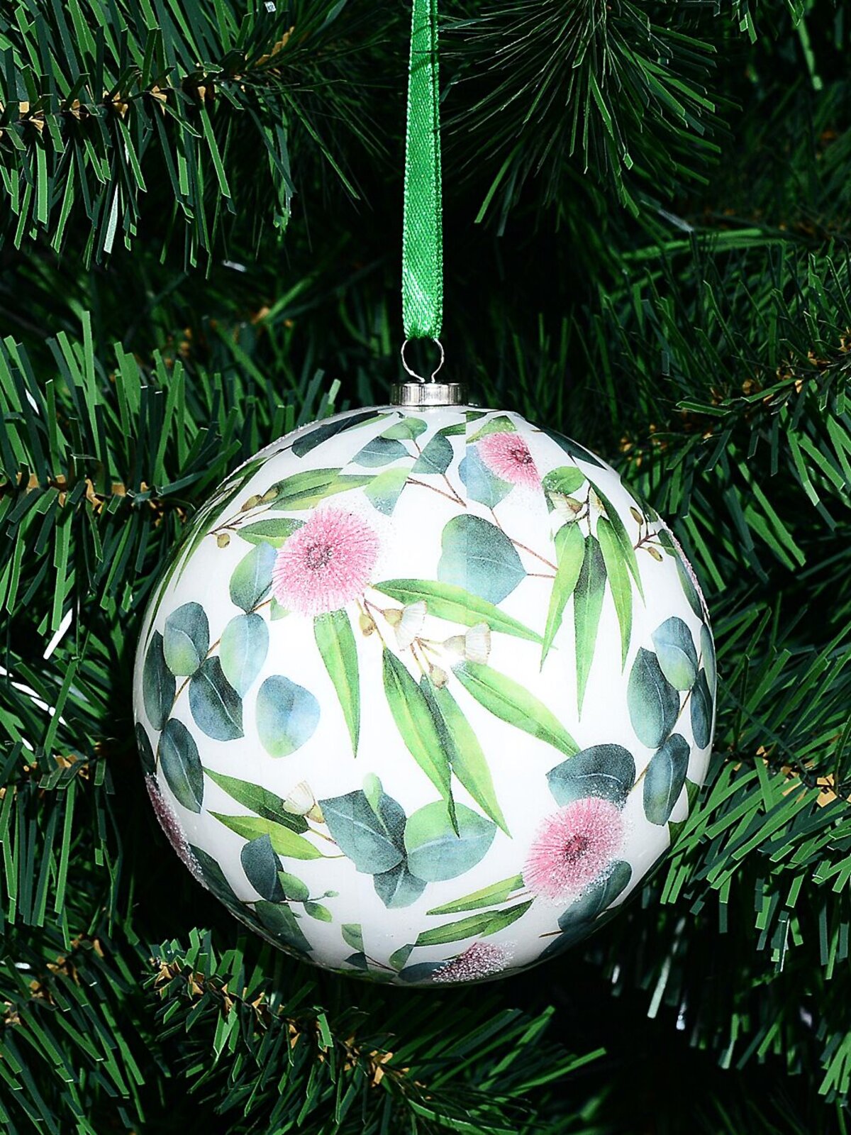 Eucalyptus Authentic Natural Signature Silver Glitter Ball Bauble | 10cm — image 2