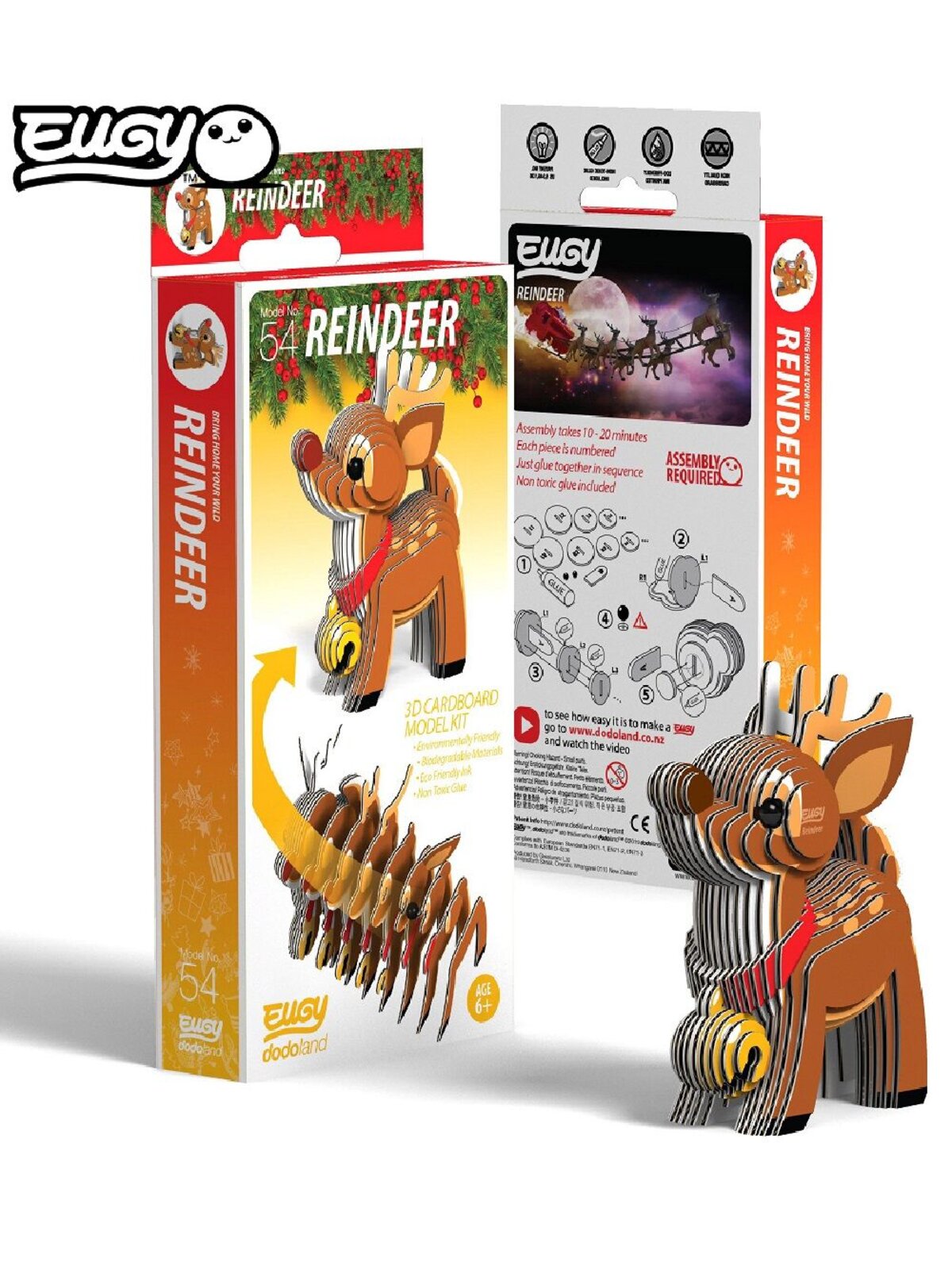 Eugy Cute Little Reindeer 3D Cardboard Model Kit Christmas Puzzle - #54 — image 3