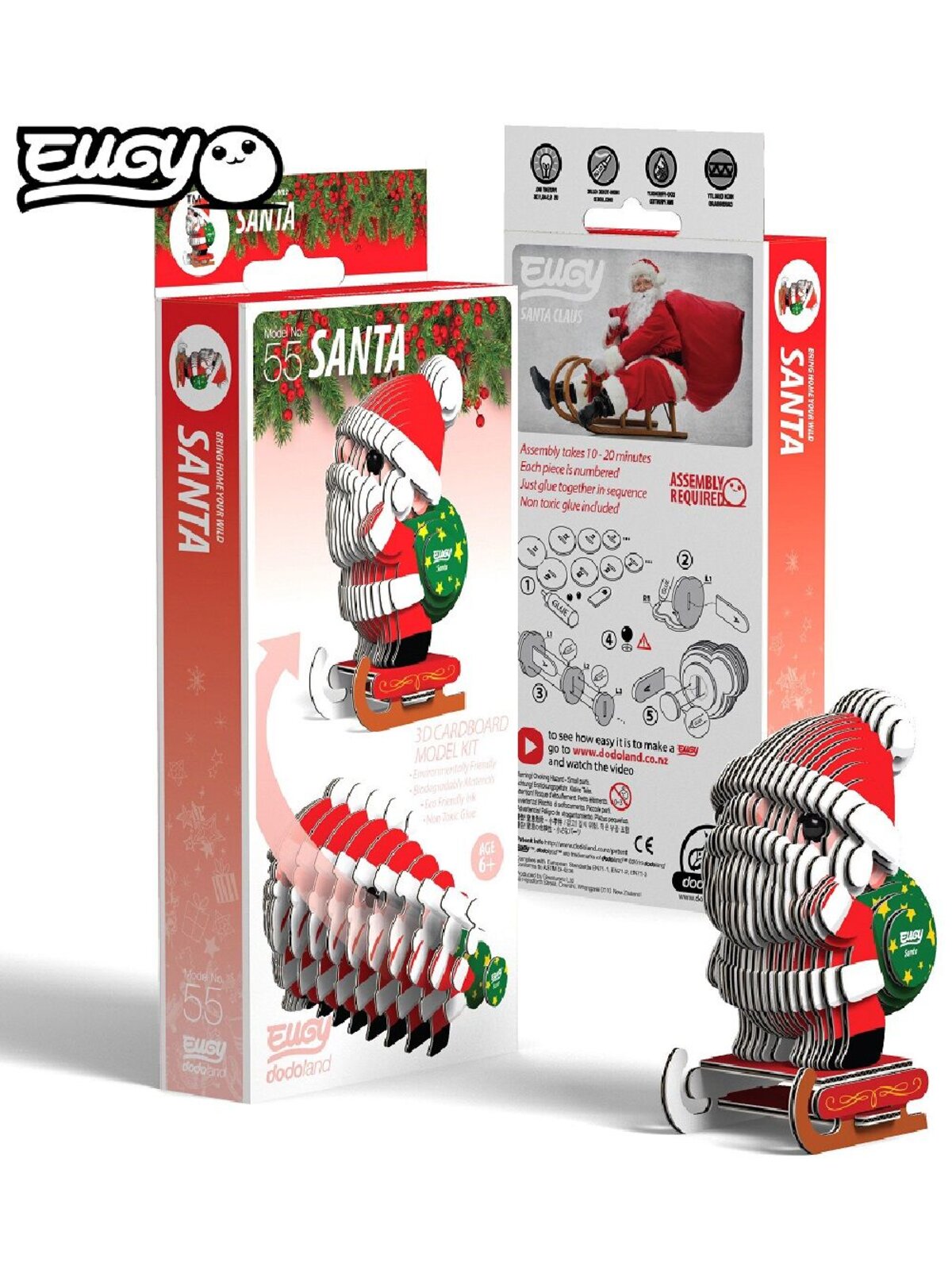 Eugy Cute Little Santa & Sleigh 3D Cardboard Model Kit Christmas Puzzle - #55 — image 3