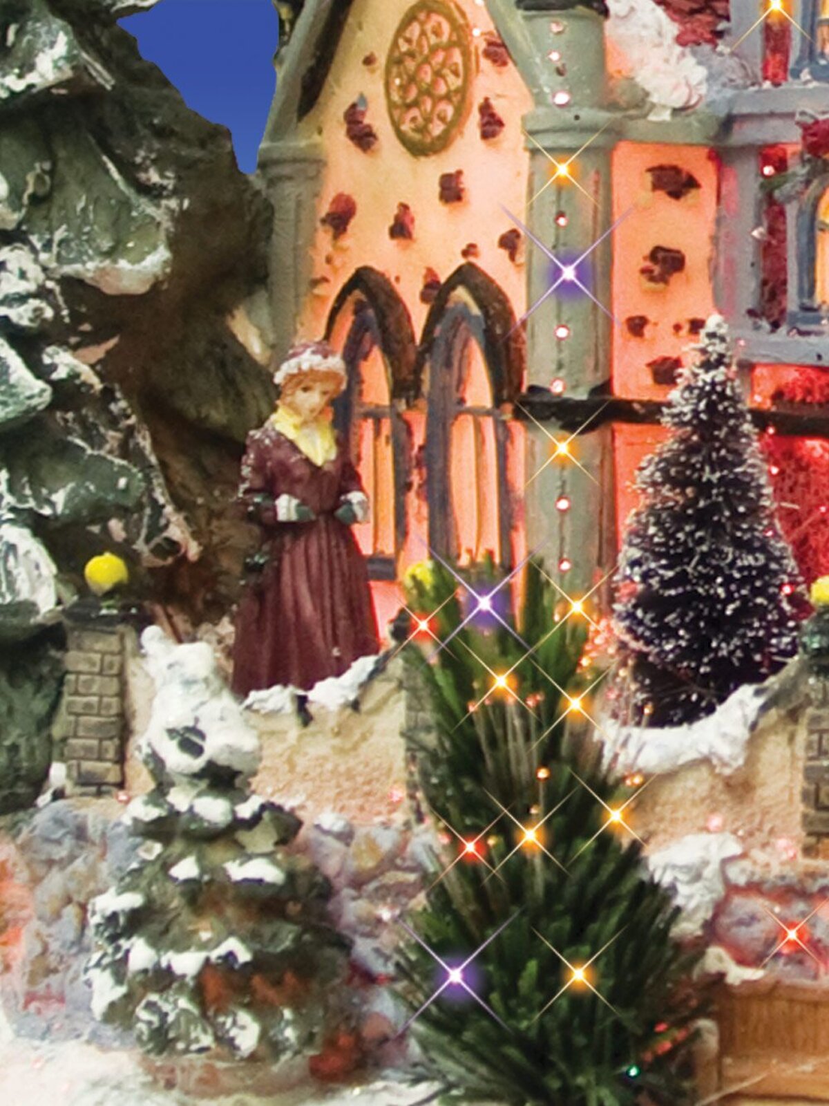 Fibre Optic Village Scene With Characters - 34cm
