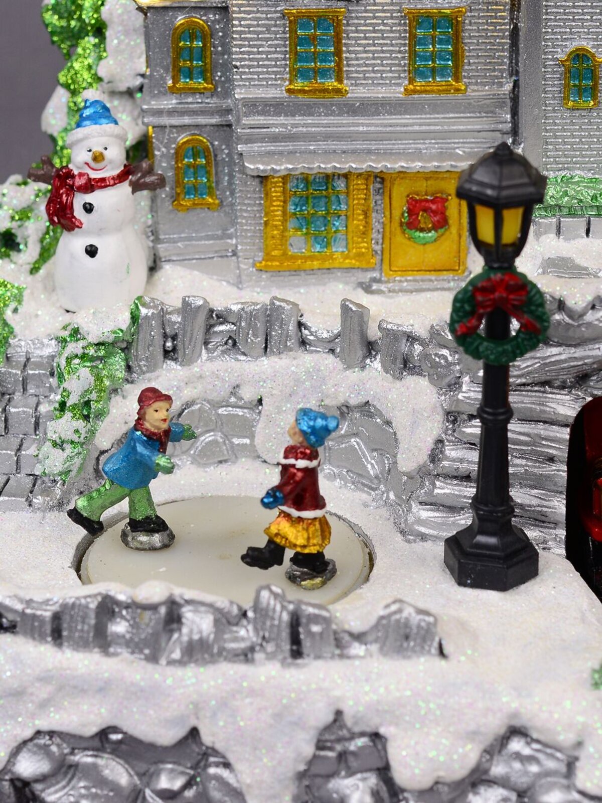 Flying Santa & Reindeer Over Snowy Winter Christmas Village Scene - 38cm — image 6