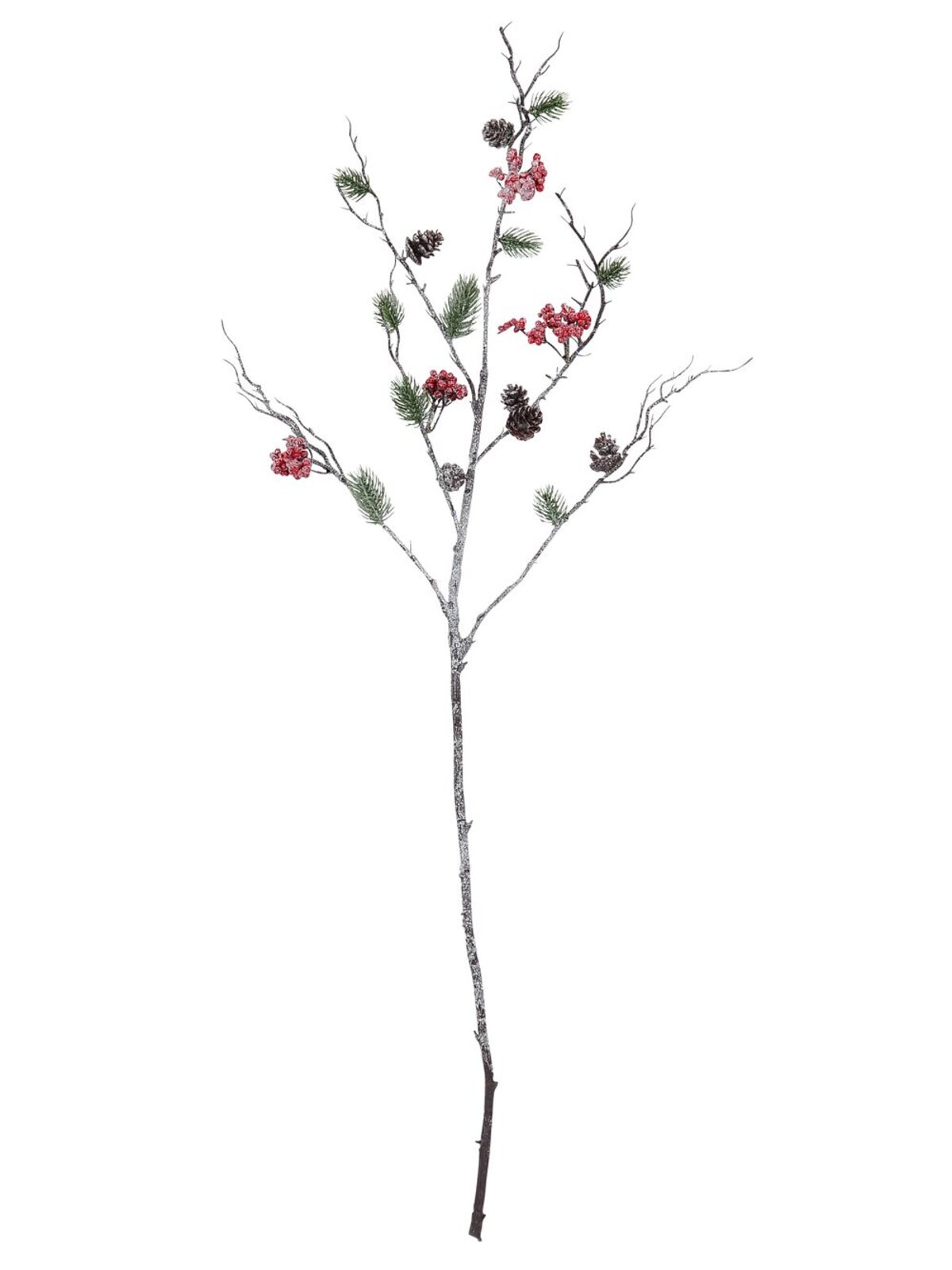Frosted Mixed Foliage & Berries Branch Decorative Christmas Spray Stem - 1m — image 2