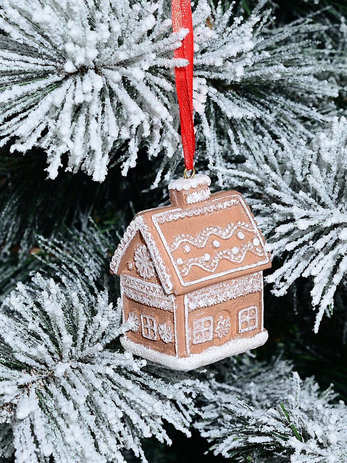 Frosted Resin 3D Gingerbread House Whimsical Essential Ornament | 70mm — image 2
