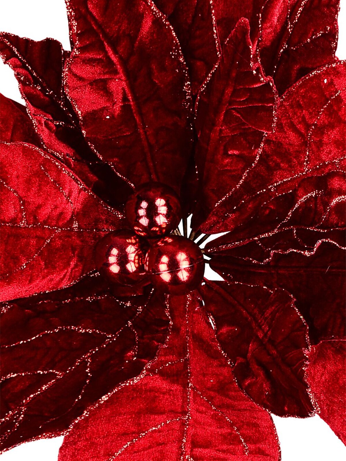Giant Red Velour Poinsettia With Glitter Christmas Tree Clip Pick | 55cm — image 3