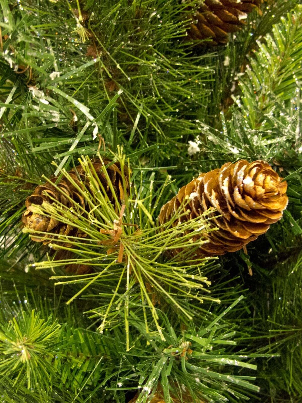 Glittered Pine Table Top Tree With Fir Cones - 65cm