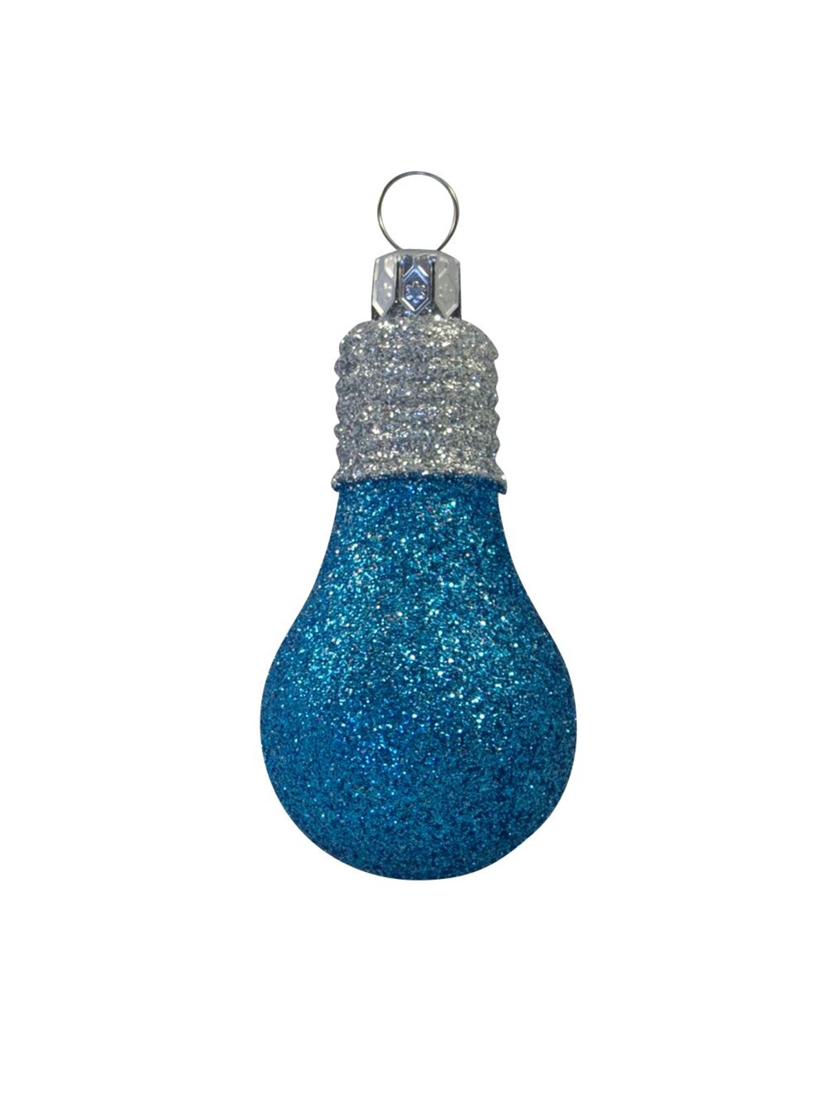 Glittered Turquoise & Silver Light Bulb Decorations - 4 x 70mm