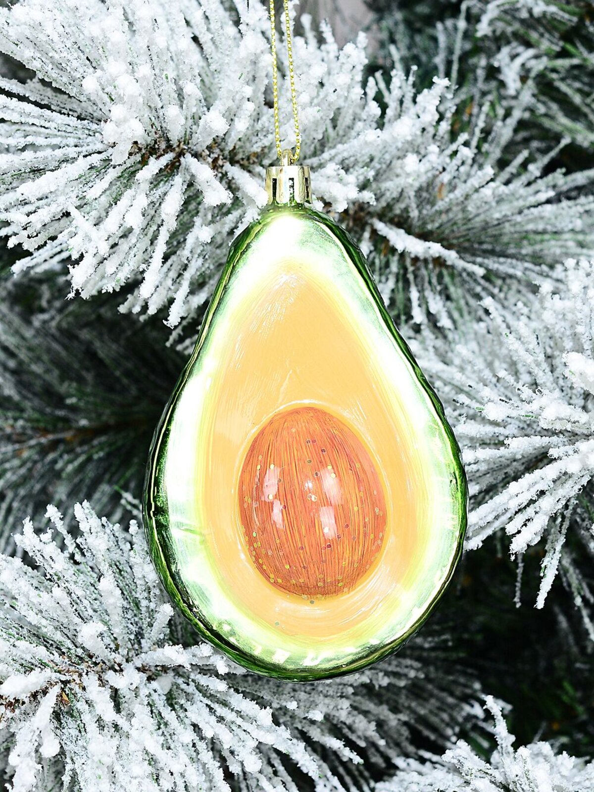 Glossy Green Half Avocado Whimsical Essential Ornament | 11cm — image 2