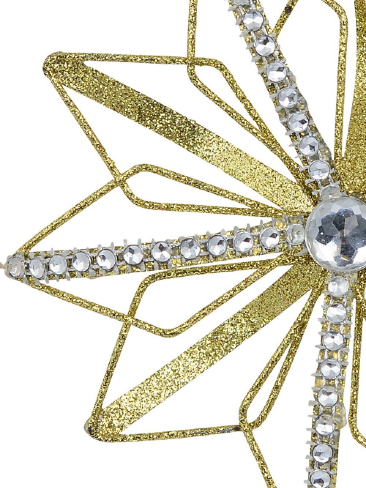 Gold 3D Star Flower With Diamante Christmas Tree Hanging Decoration - 13cm — image 2