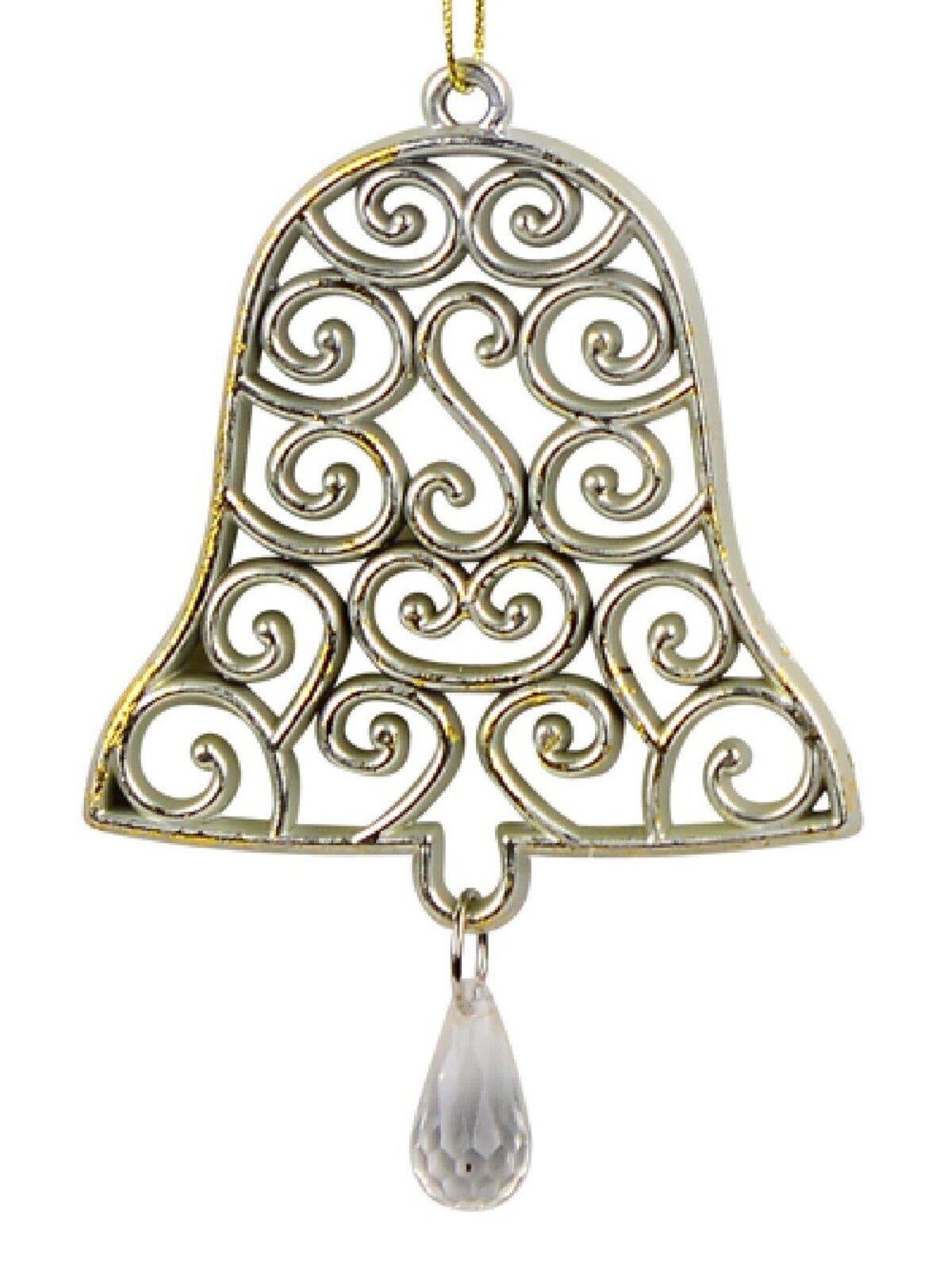 Gold Bell Shape Swirl Design Christmas Tree Hanging Decorations - 2 x 12cm — image 3