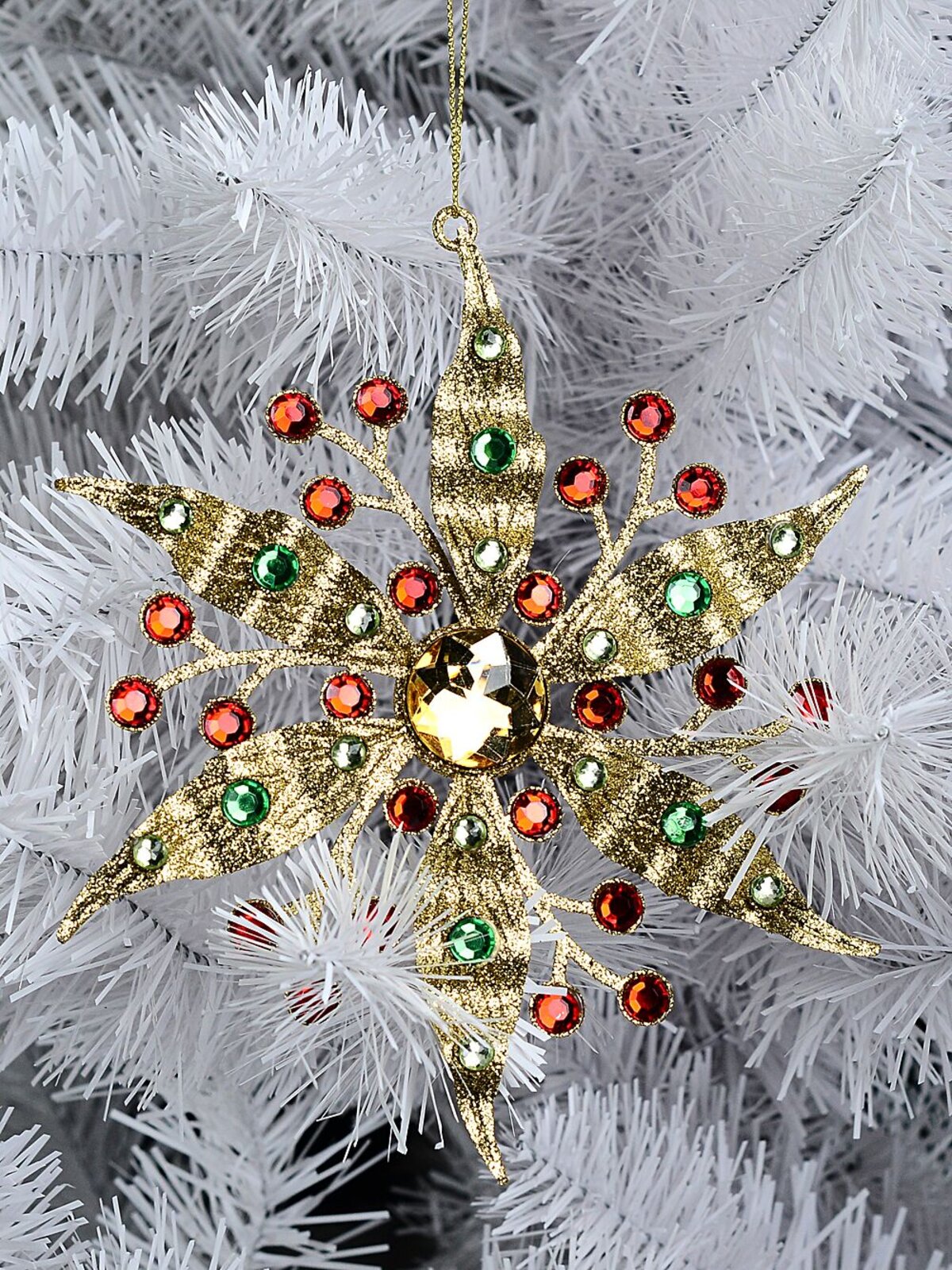 Gold Glittered Jewelled Radiant Floral Essential Ornament | 17cm — image 2