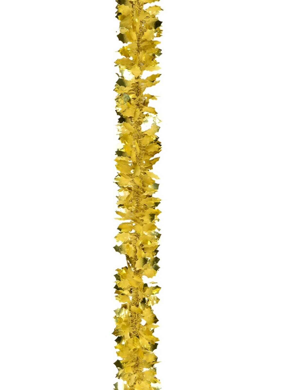 Gold Holly Leaf With Short Pine Needle Christmas Tinsel Garland - 2.7m