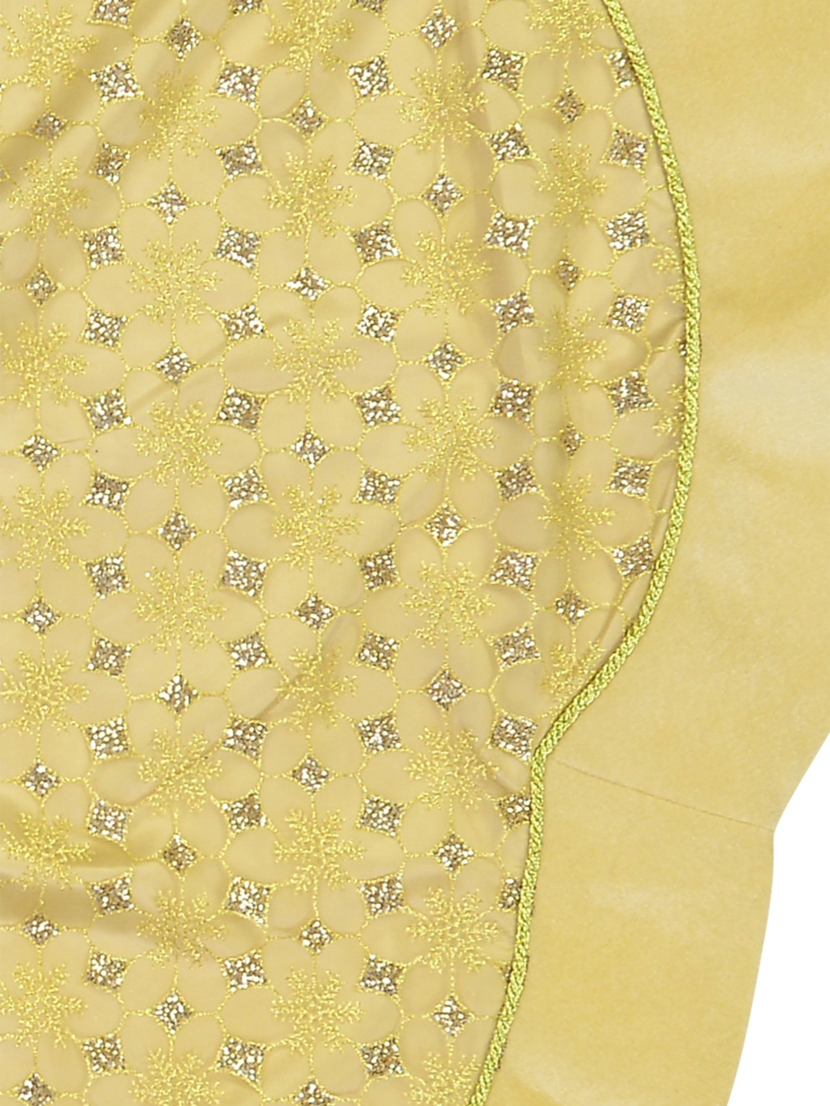 Gold Scalloped Tree Skirt With Gold Glitter Snowflake / Star Pattern - 1.2m