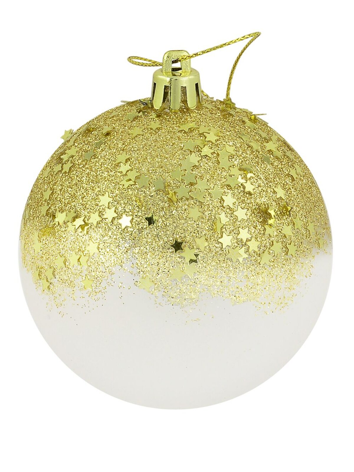 Gold Star Sequins & Glitter Opaque Baubles - 4 x 80mm