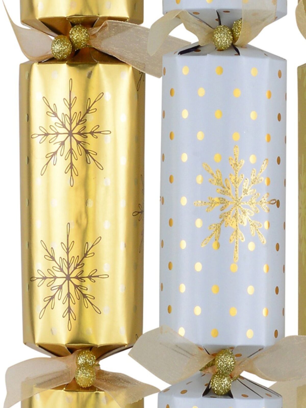 Gold & White With Snowflakes & Dots Christmas Cracker Bon Bons - 6 x 36cm — image 2