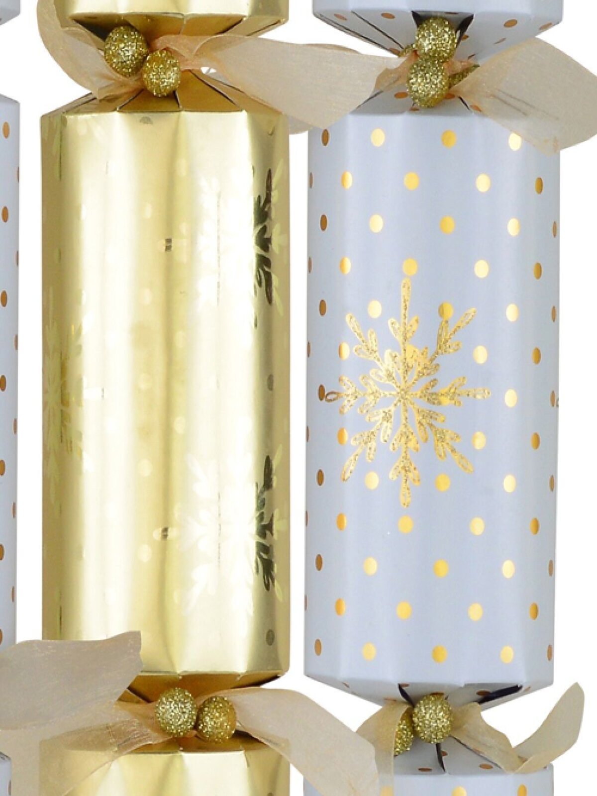 Gold & White With Snowflakes & Dots Christmas Cracker Bon Bons - 6 x 36cm — image 3