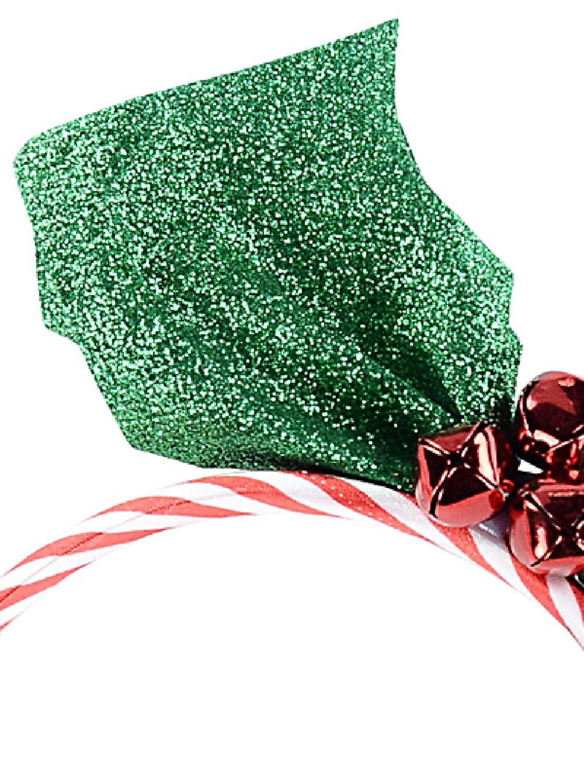 Green Glitter Holly & Red Bell Berries Christmas Headband | One Size Fits Most — image 2