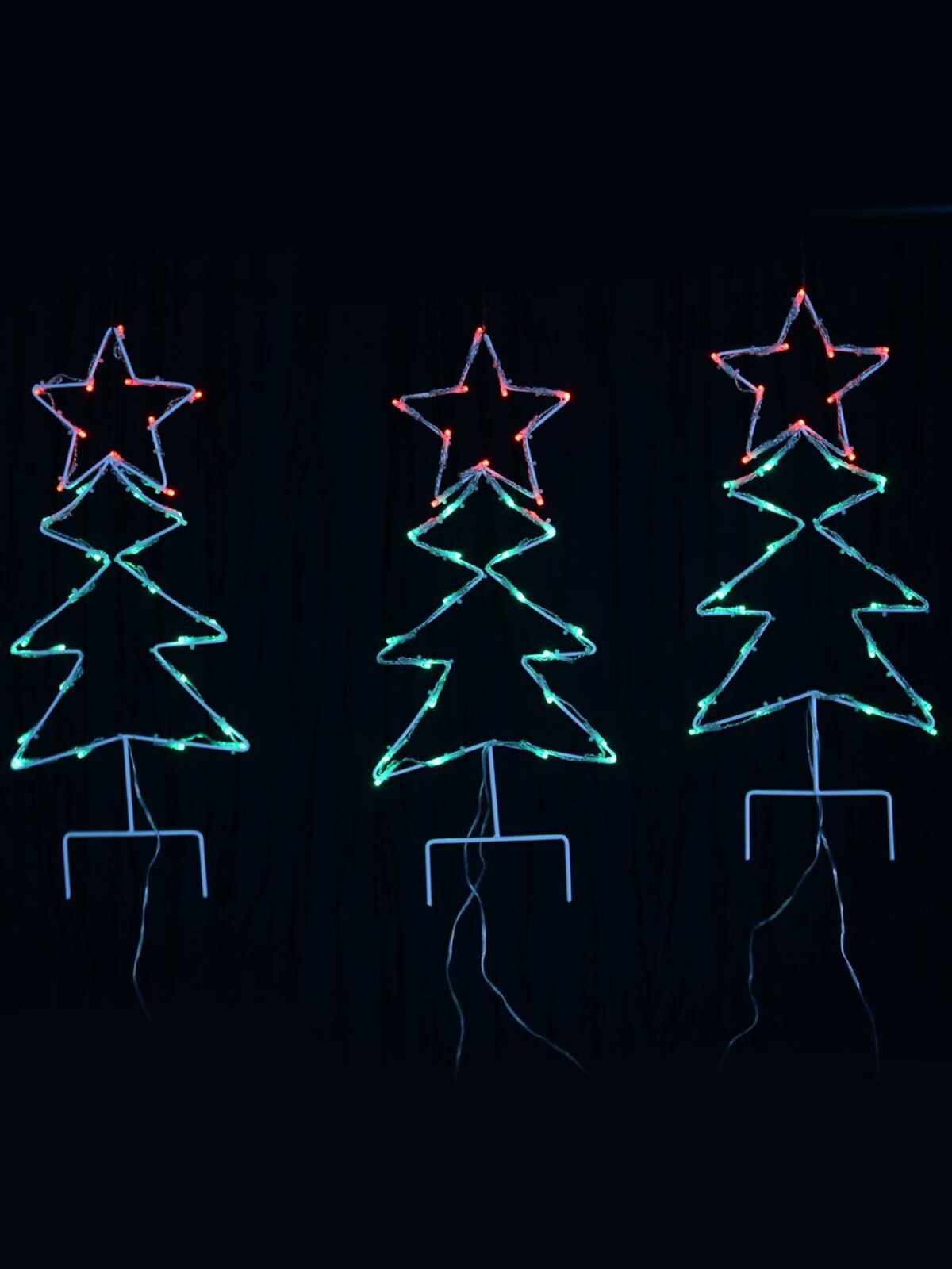 Green & Red LED String Light Christmas Tree Solar Path Lights - 3 x 54cm — image 2