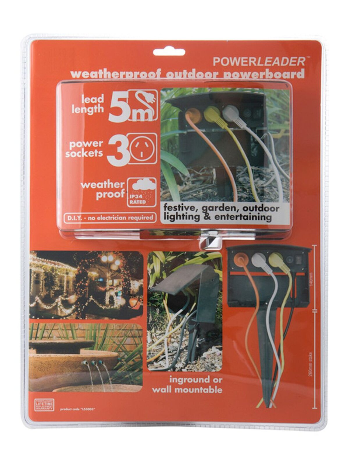 Ground Or Wall Mountable Outdoor Powerstake With Three Outlets - 40cm — image 6