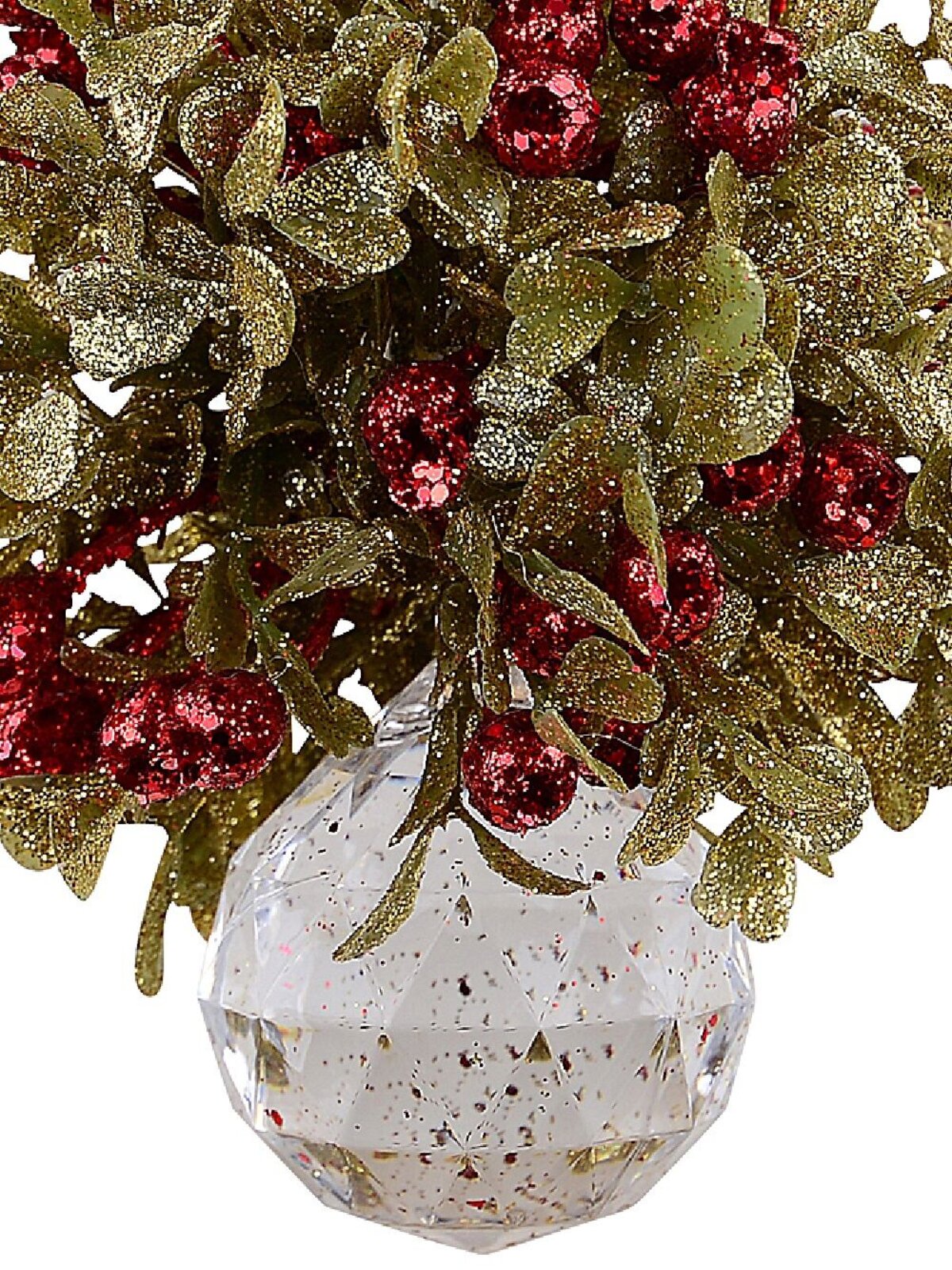Hanging Decorative Mistletoe Cluster With Simulant Jewel Ornament - 12cm — image 3