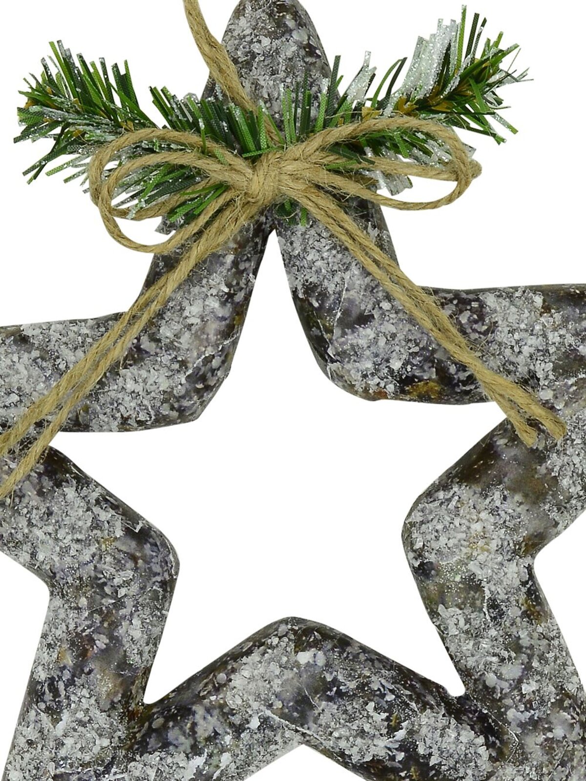 Hanging Decorative Styrofoam Decorated & Frosted Star Ornament - 21cm