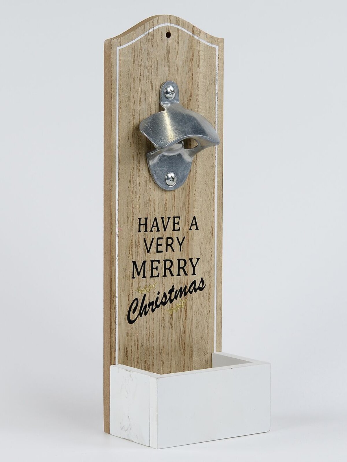 Have A Very Merry Christmas Wood Bottle Opener & Cap Catcher | 30cm — image 2