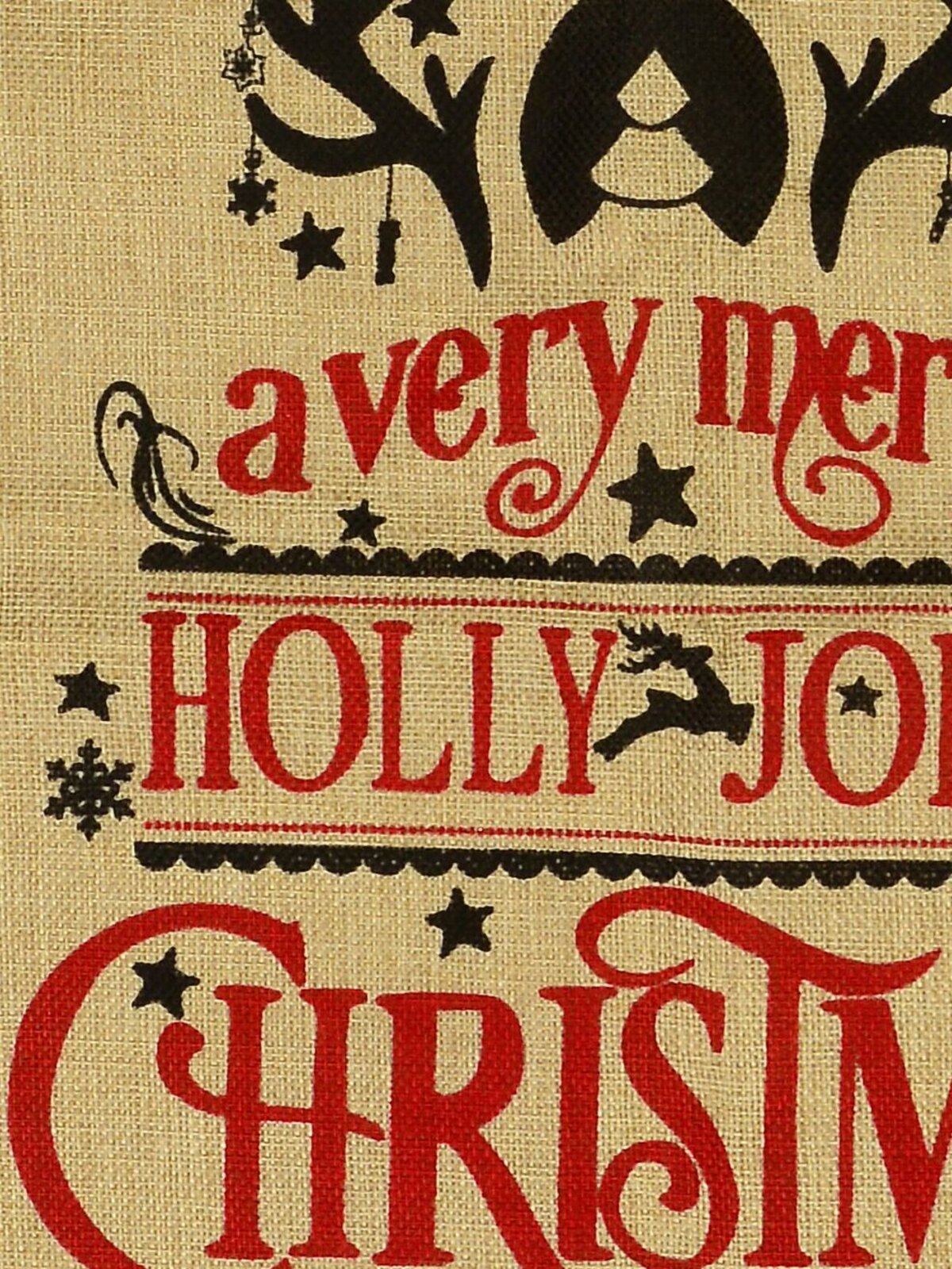 Hessian ' Have A Very Merry Holly Jolly Christmas ' Gift Santa Sack - 66cm