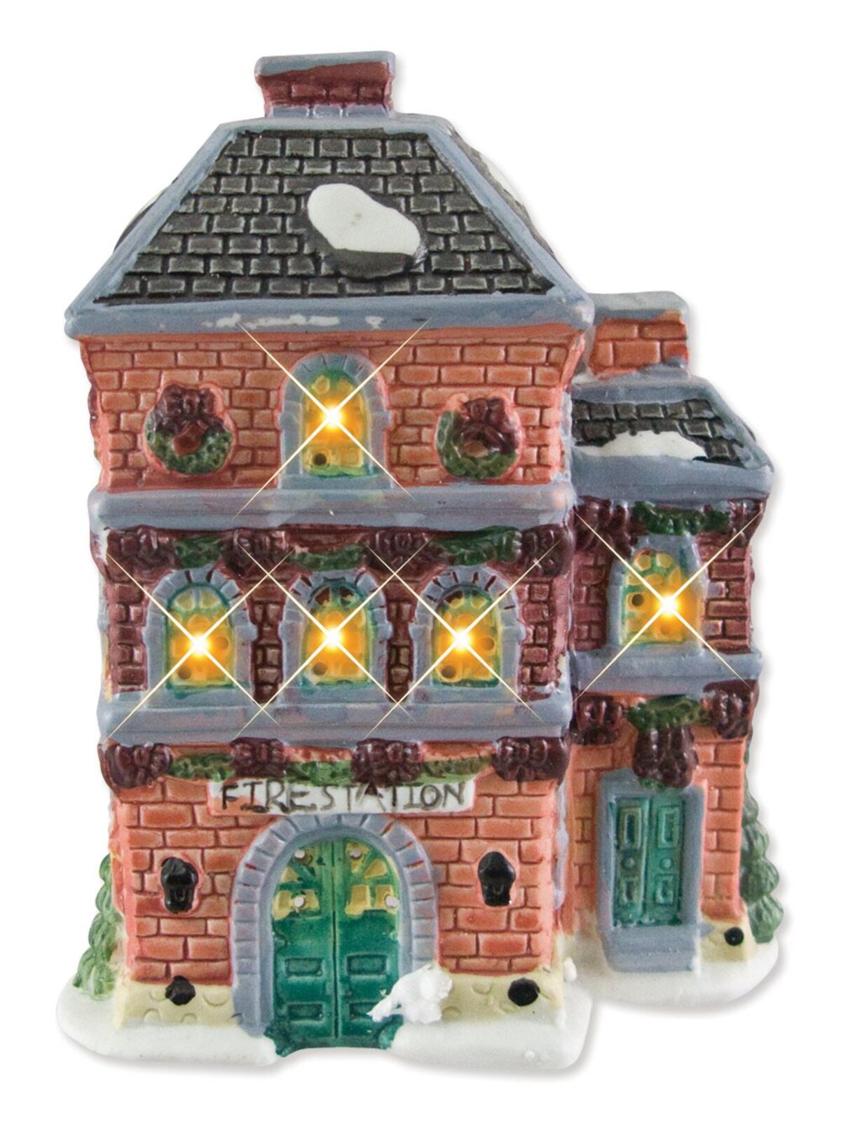 Illuminated 5 House & Church With 9 Figurines Village Scene - 2.6m