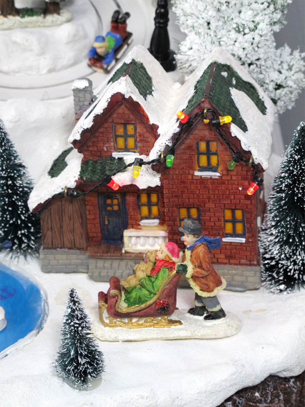 Illuminated, Animated & Musical Mountain Village Scene Ornament - 53cm — image 7