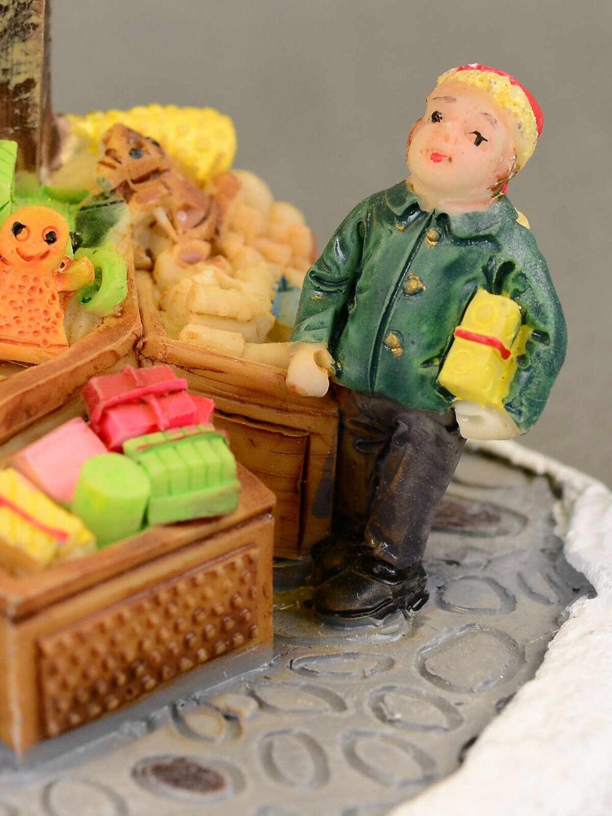 Illuminated Christmas Lolly Treats Street Market Stall Scene - 11cm