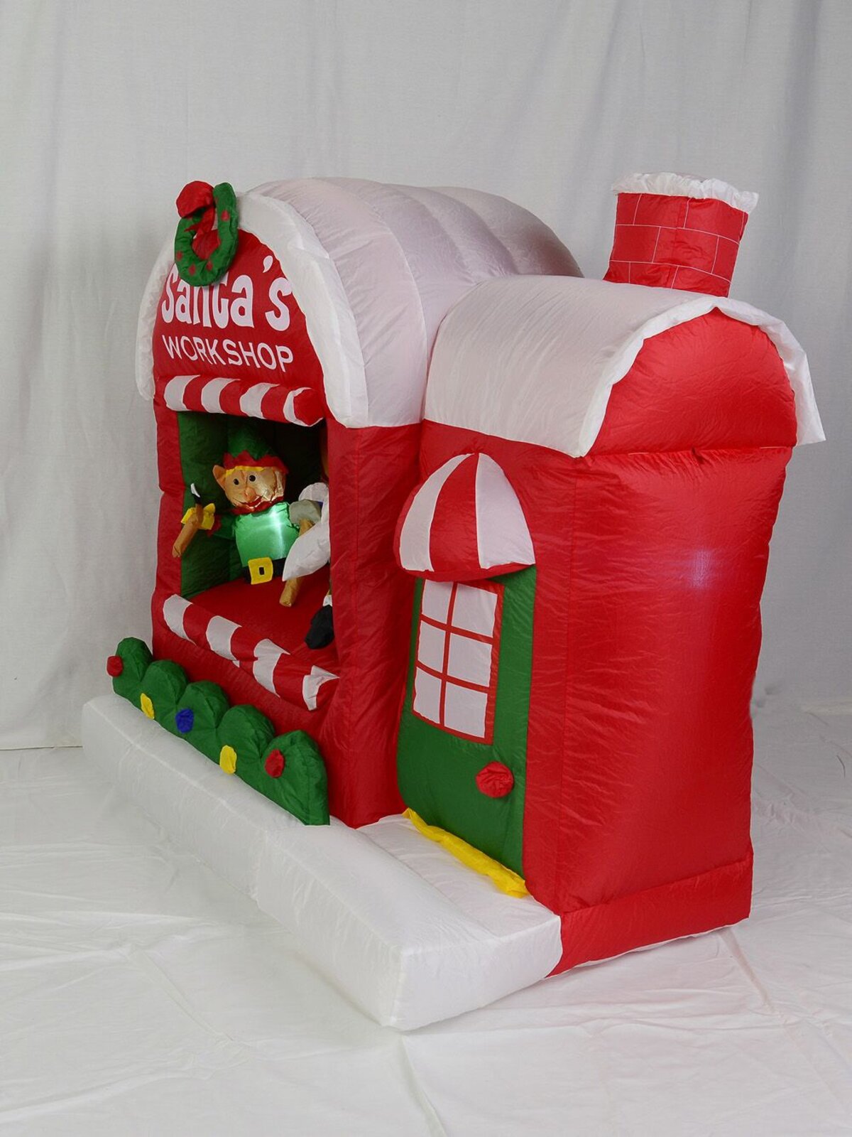 Inflatable & Illuminated Santa's Workshop With Christmas Elf - 1.5m