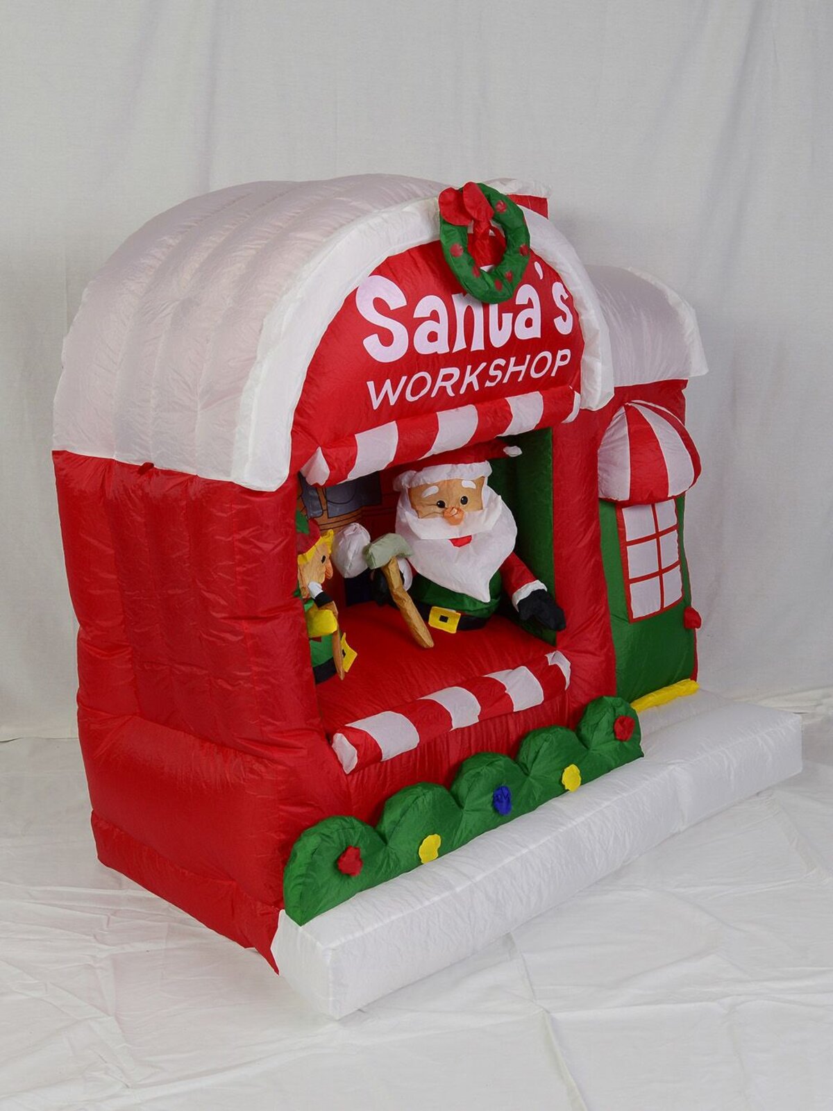 Inflatable & Illuminated Santa's Workshop With Christmas Elf - 1.5m