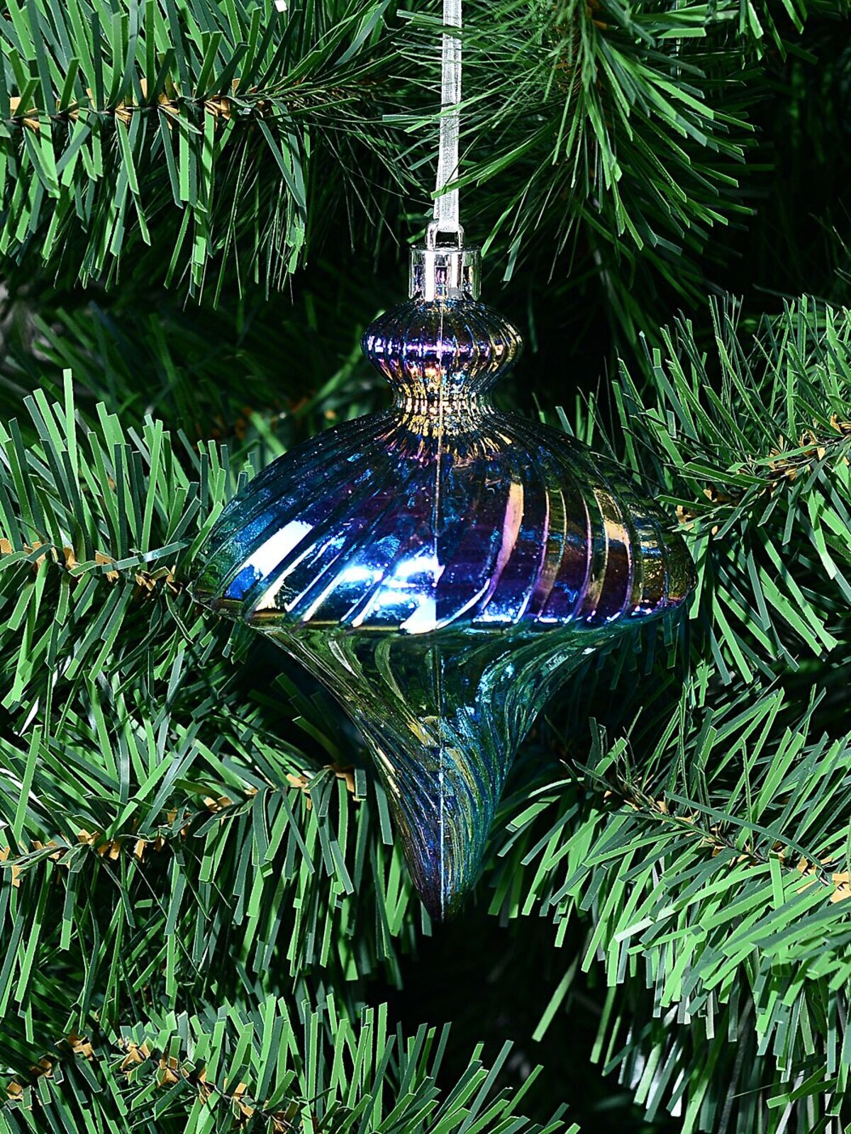 Iridescent Lustrous Signature Metallic Textured Onion Finial Drop | 11cm — image 2