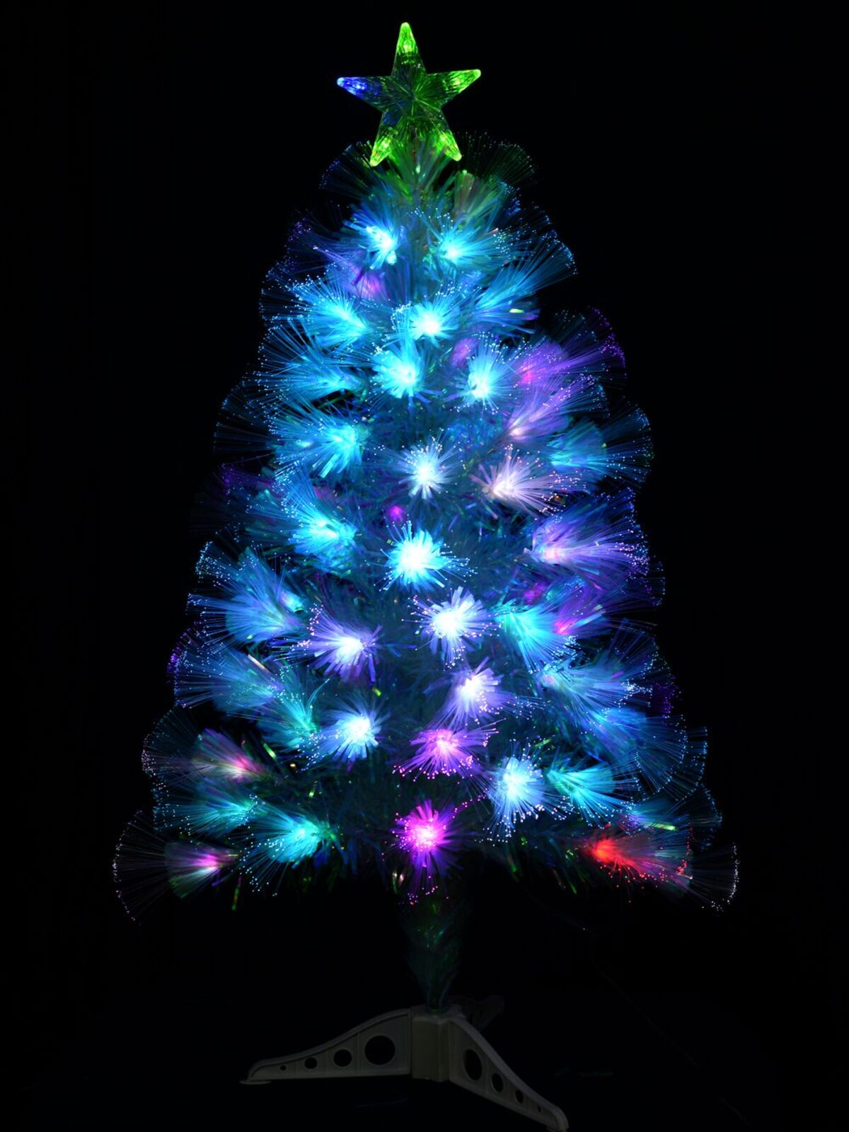Iridescent Rainbow Effect & Multi Colour LED Fibre Optic Christmas Tree - 90cm