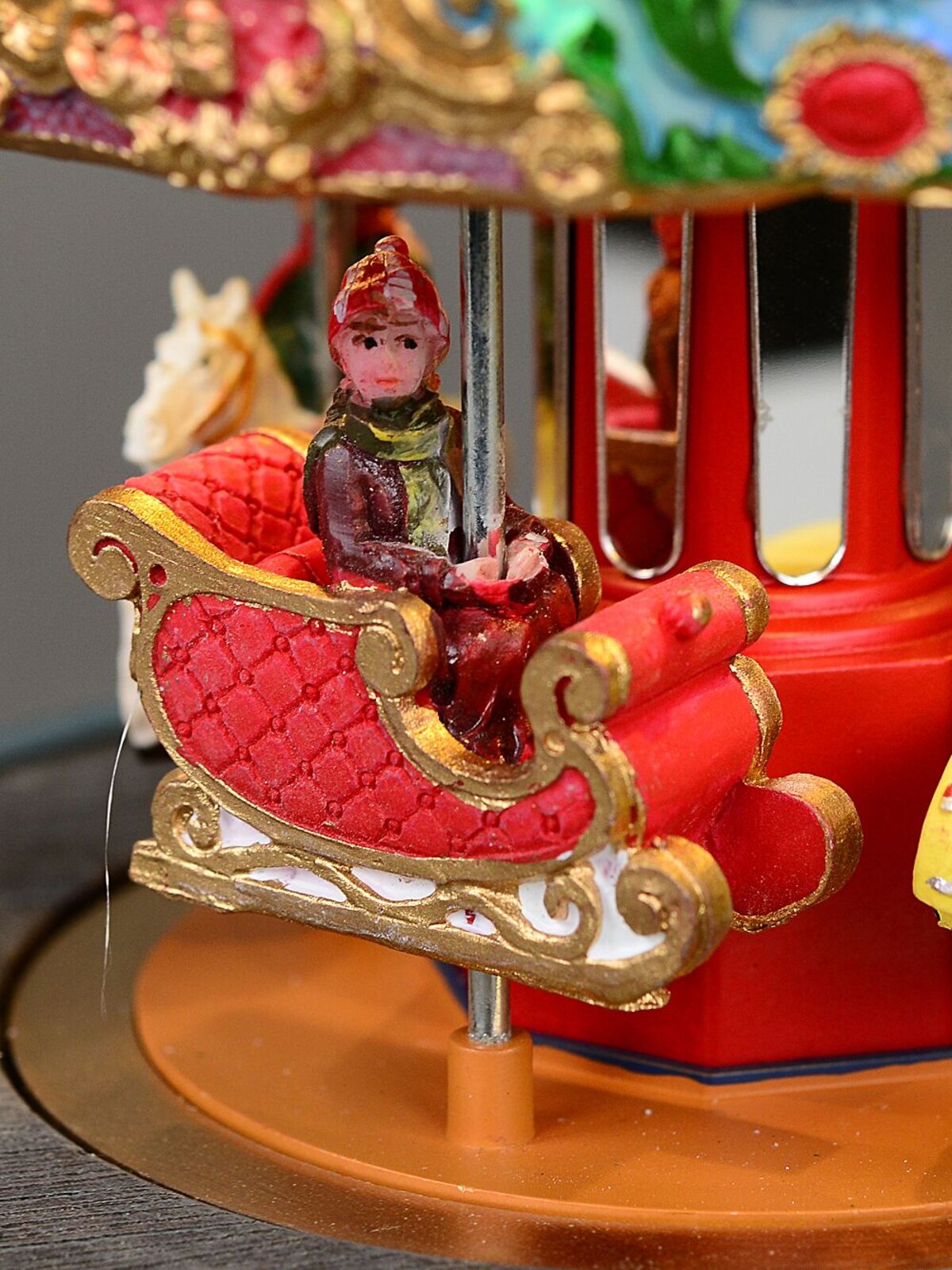 Kids Enjoying A Winter Fun Park Merry-Go-Round Christmas Village Scene - 23cm — image 7