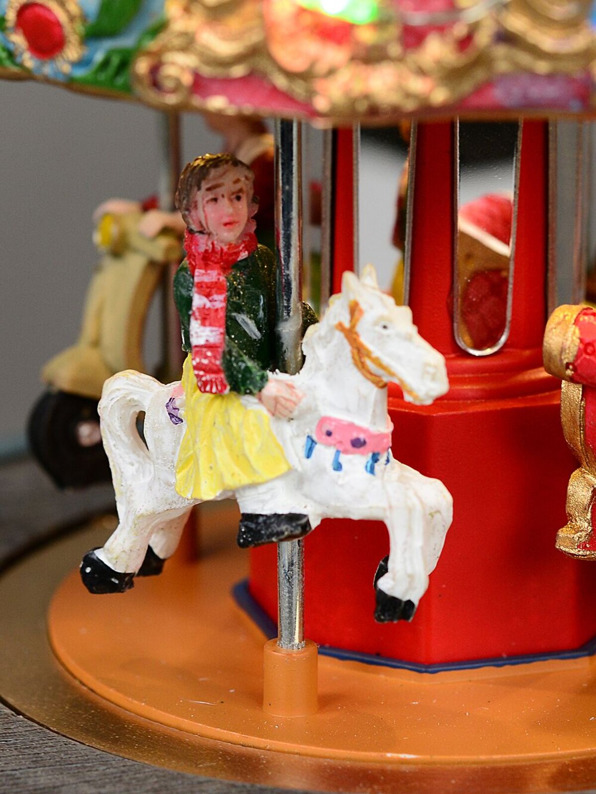 Kids Enjoying A Winter Fun Park Merry-Go-Round Christmas Village Scene - 23cm — image 5