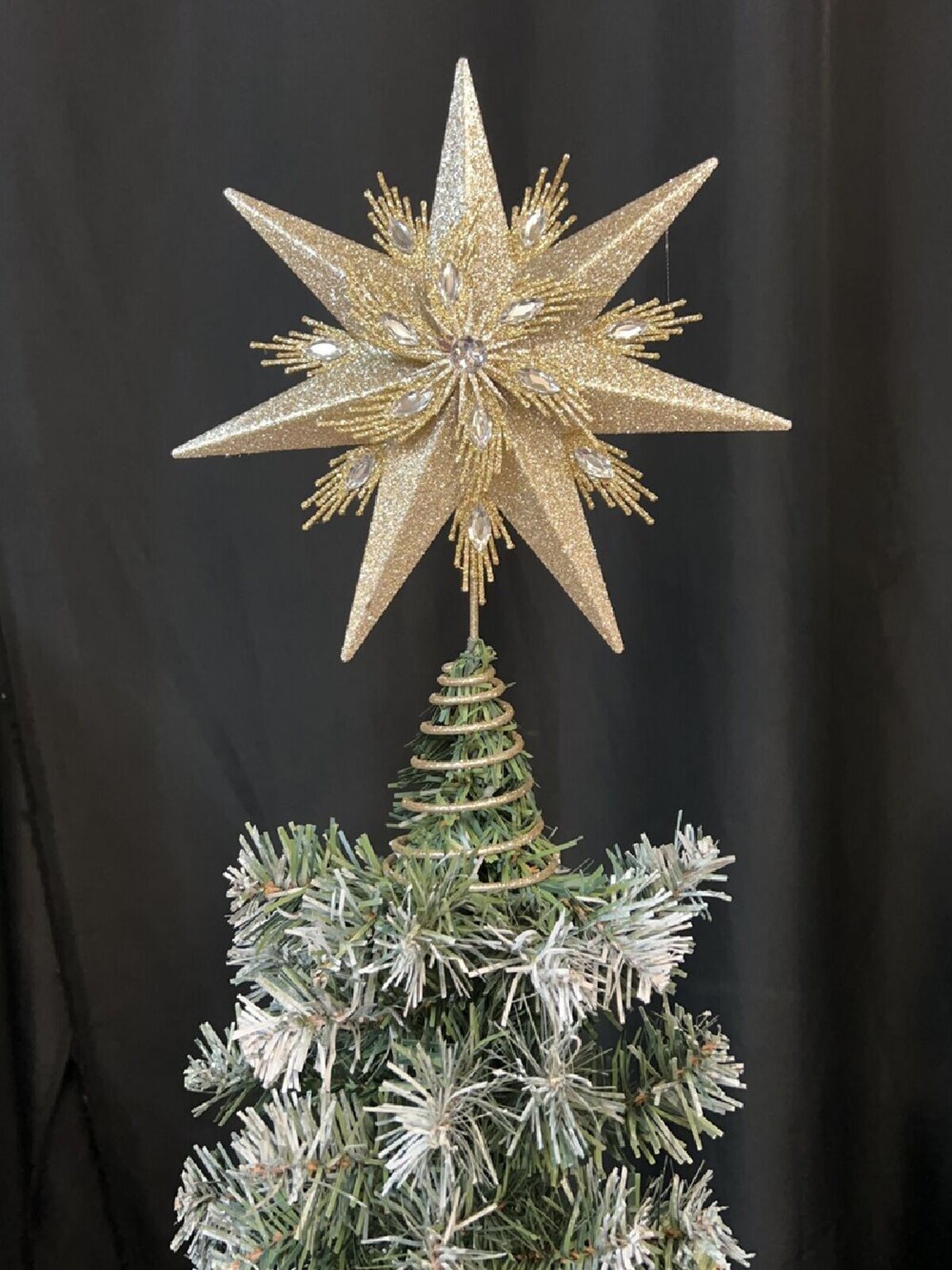 Large Champagne & Gold Glitter Layered Christmas Tree Topper | 33cm — image 5