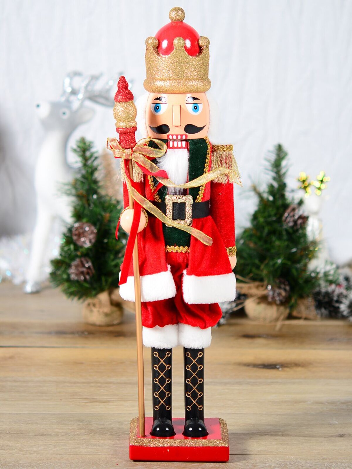 Large Classic Christmas Nutcracker With Finial Staff Decorative Ornament - 59cm — image 8